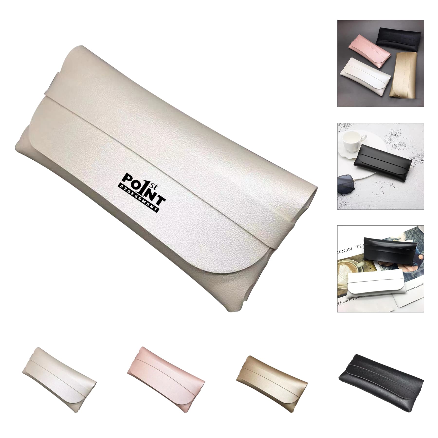 Customized Logo Portable PU Leather Glasses Case Holder