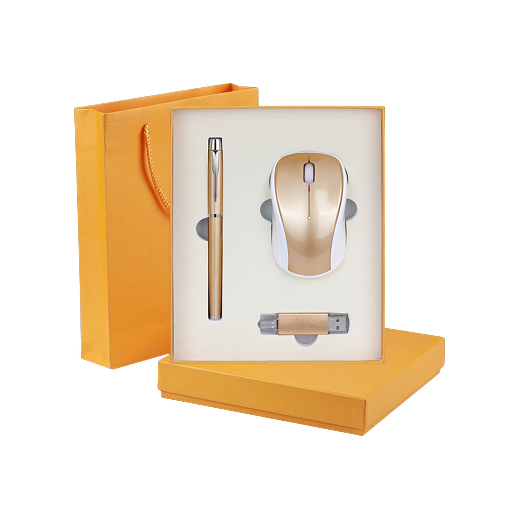 3-in-1 Gift Set W/Sign Pen, USB Drive,Wireless Mouse