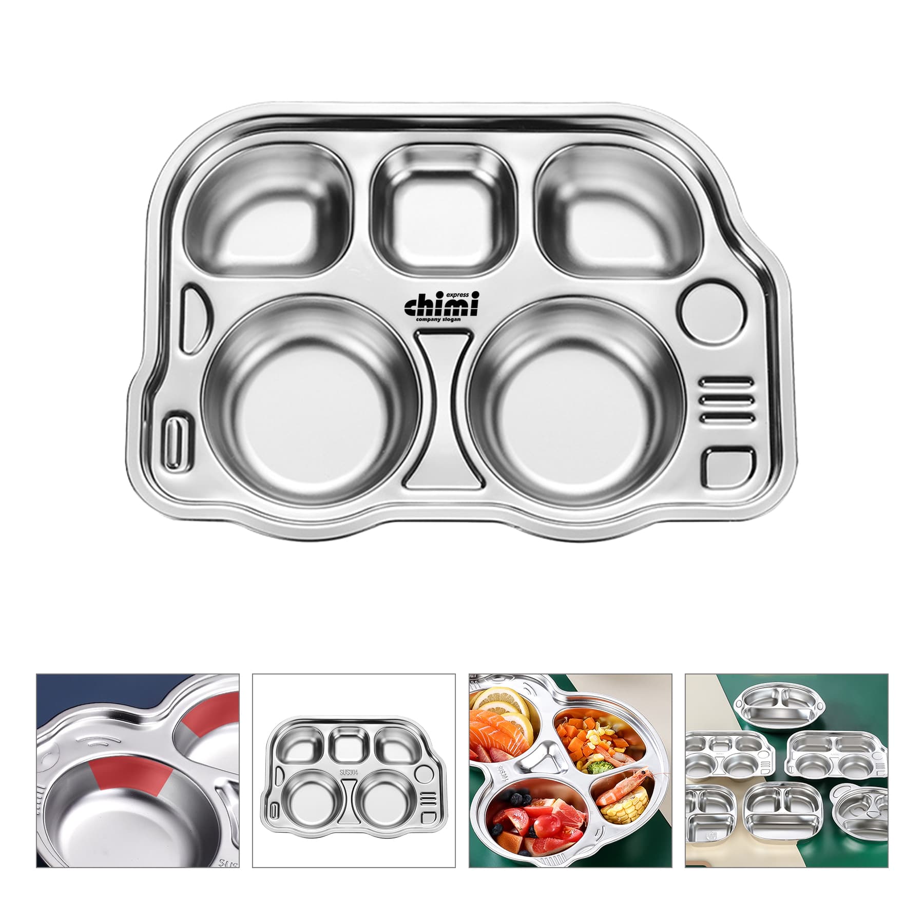 5 Section Car Shape 304 Stainless Divided Platter