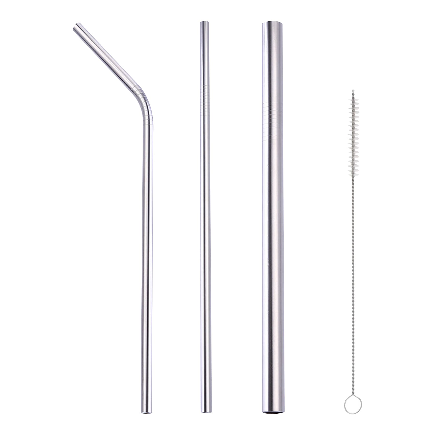 4-Piece Stainless Steel Bubble Straw Set W/Drawstring Bag