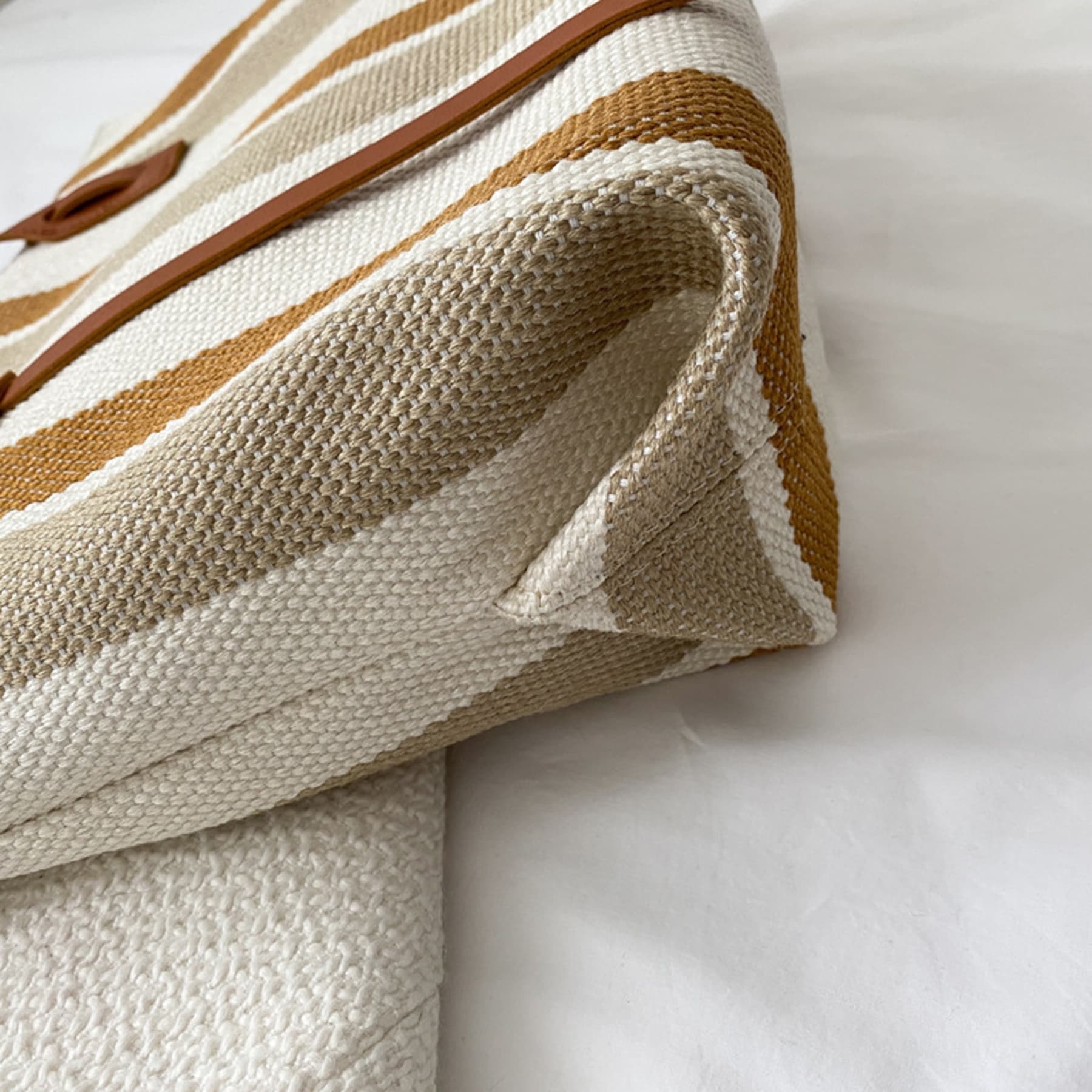 Women Canvas Tote Handbag Casual Striped Bag