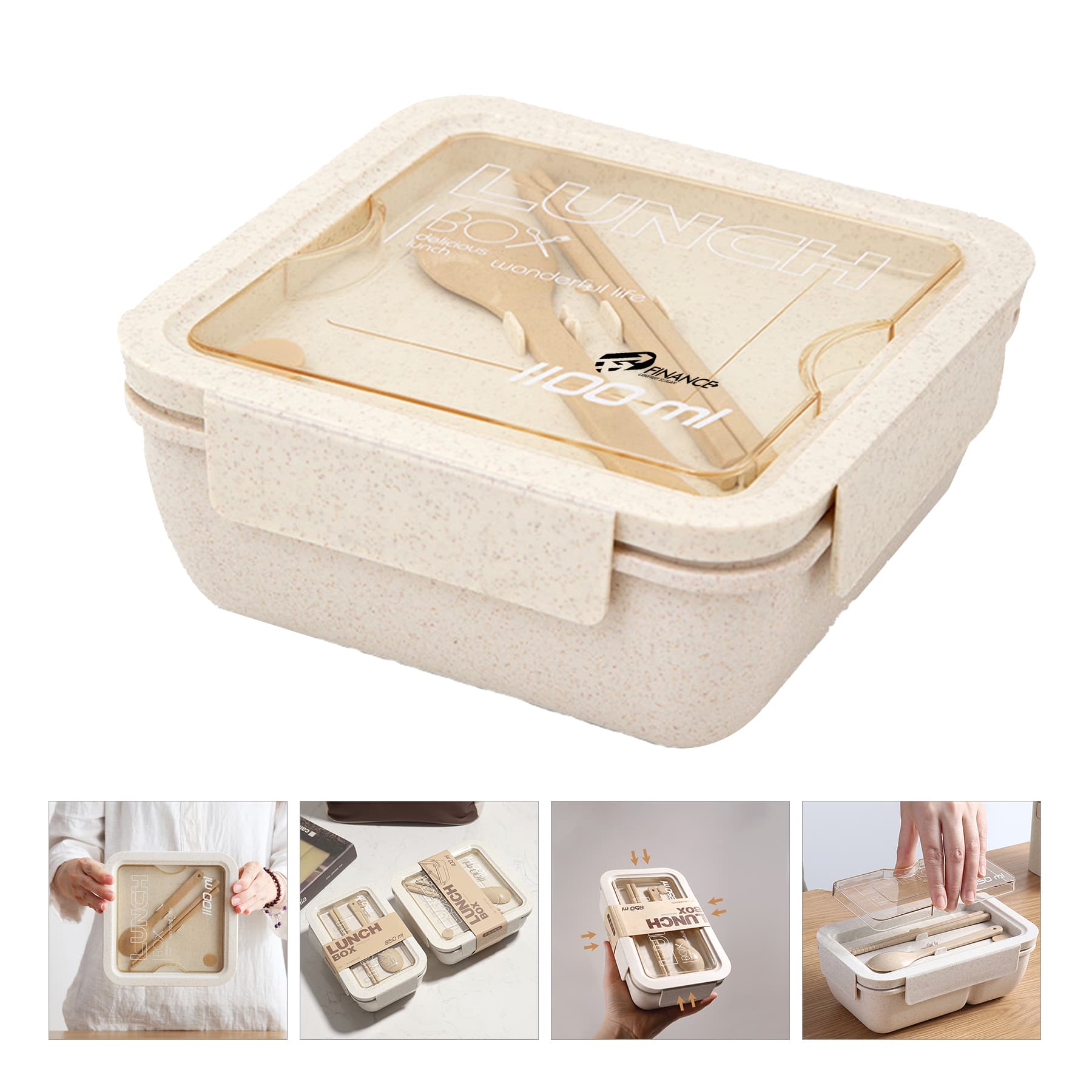 Wheat Straw Fiber Lunchbox with Tableware