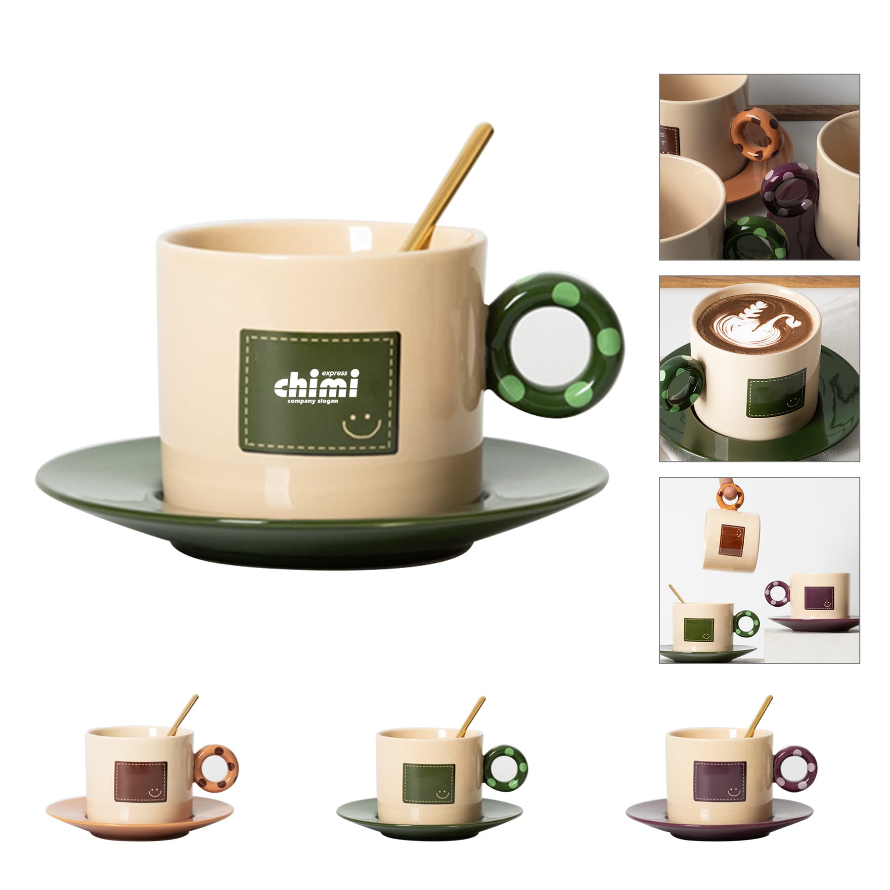 Handmade Polka Dot Large Ceramic Mug