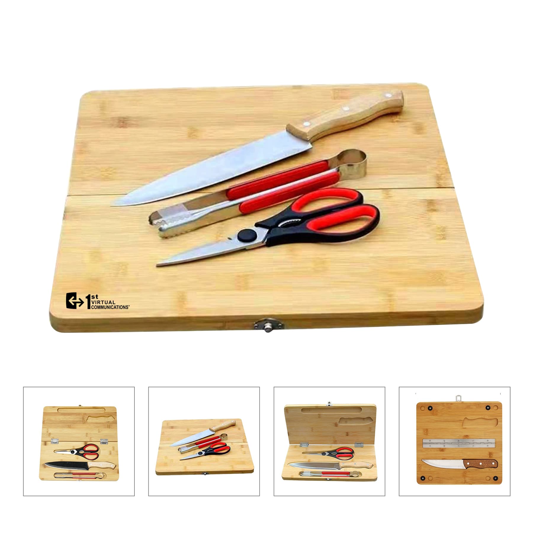 4 In 1 Potable Camping Wood Cutting Board Set