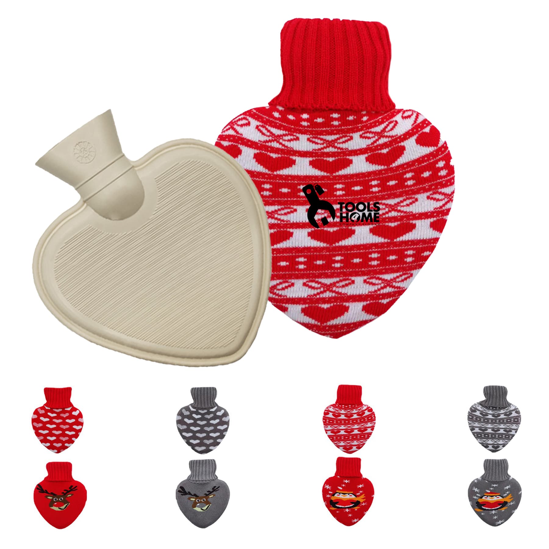 1L Heart Shaped Hand Warmer Hot Water Bottle