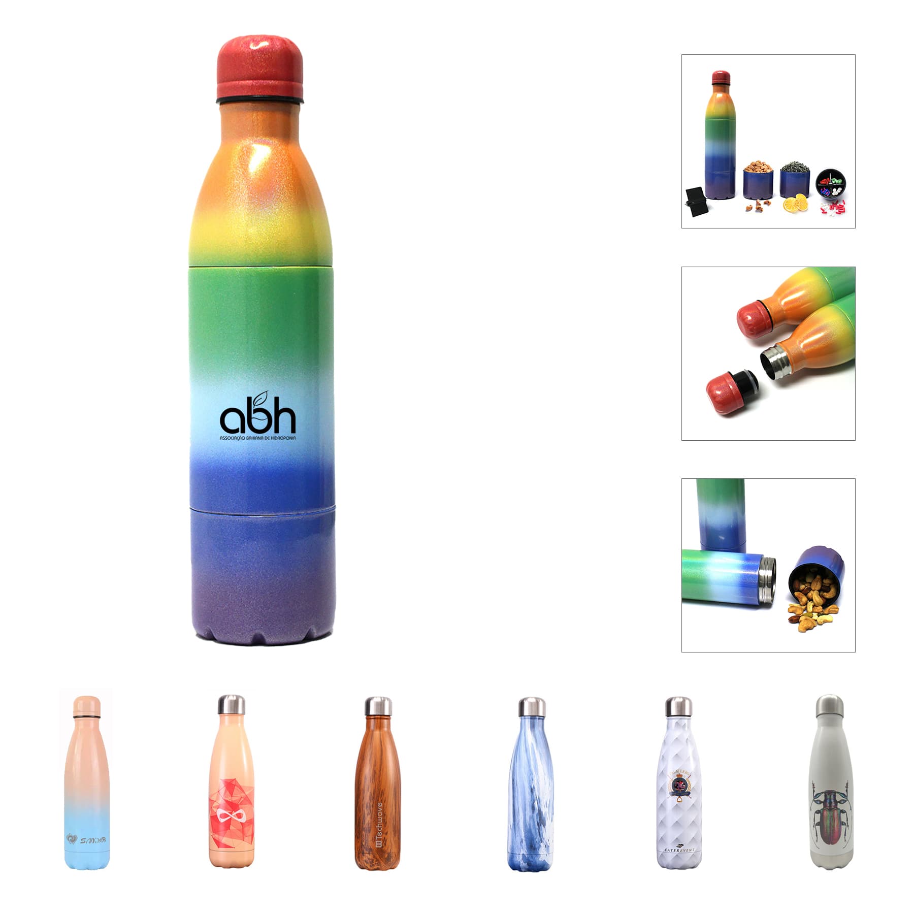 Stainless Steel Pill Organizer Portable Water Bottle
