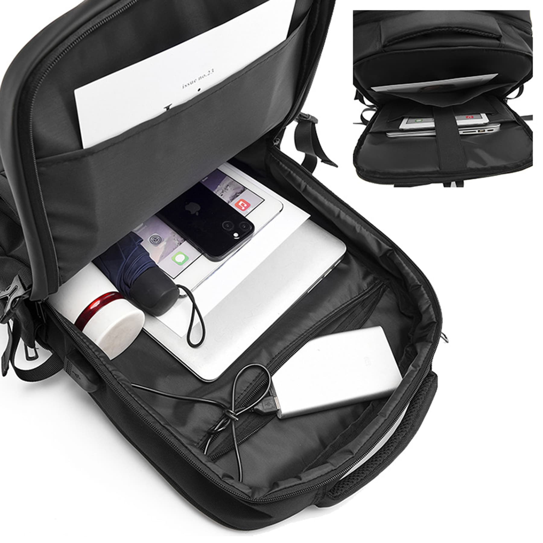 Download Image for Anti-theft Waterproof Men Business USB Port Laptop Backpack