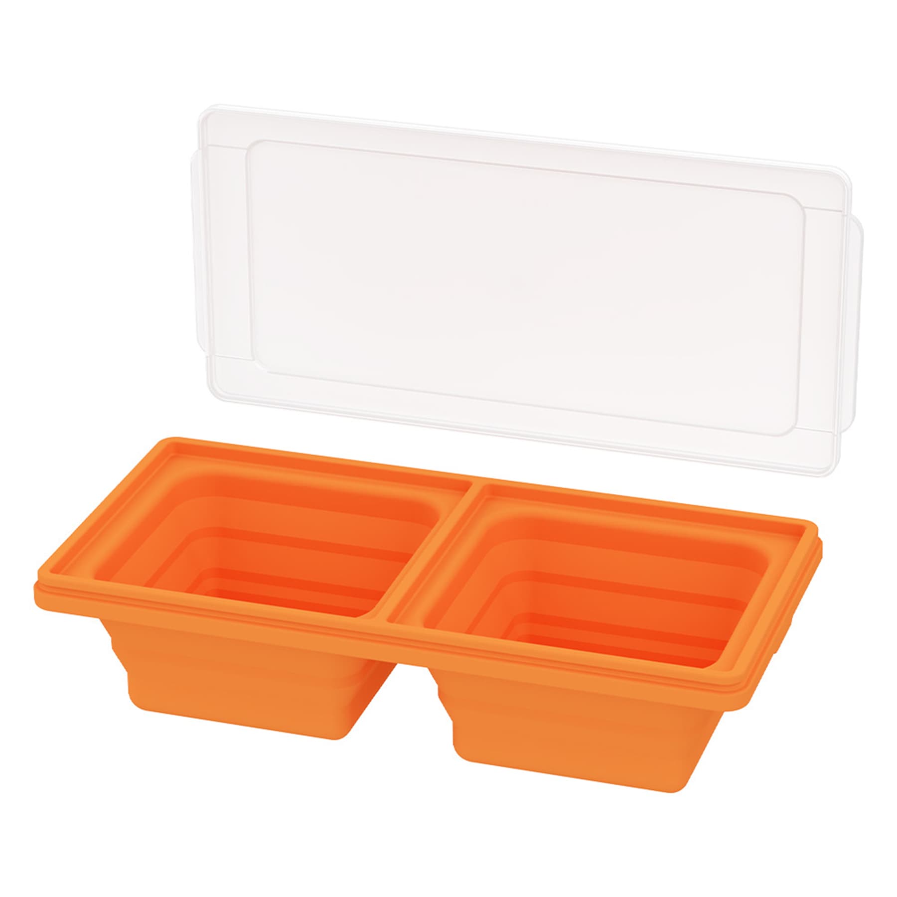 Silicone Freezer Tray With Lid-Soup Freezer Container Molds-2-Cup Extra Large Ice Cube Tray-Makes 4 Perfect 500ml Portions Cubes For Freezing Soup Stews Sauces Oven&Dishwasher-Safe (2-Pack)