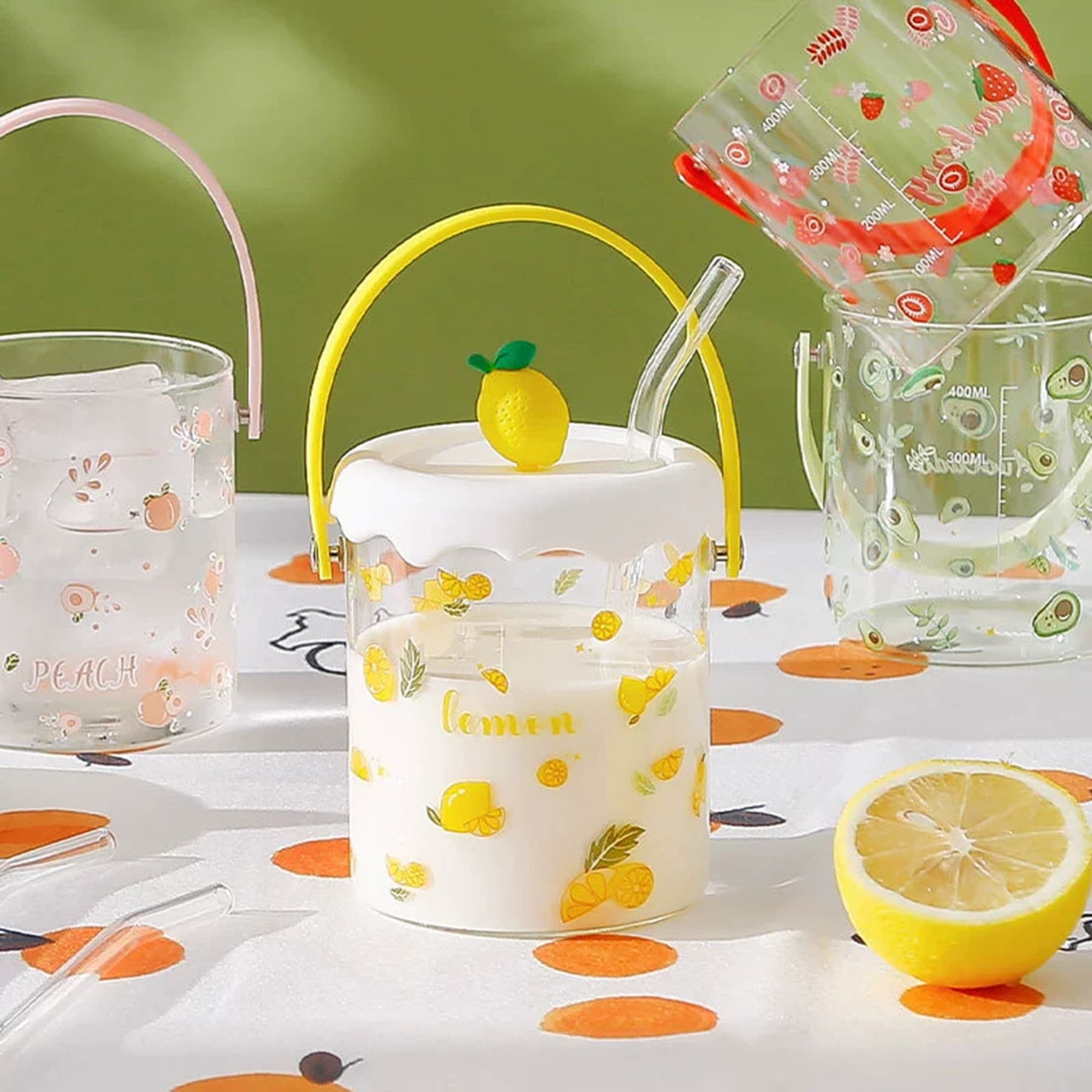 Portable Glass Cup with Straw