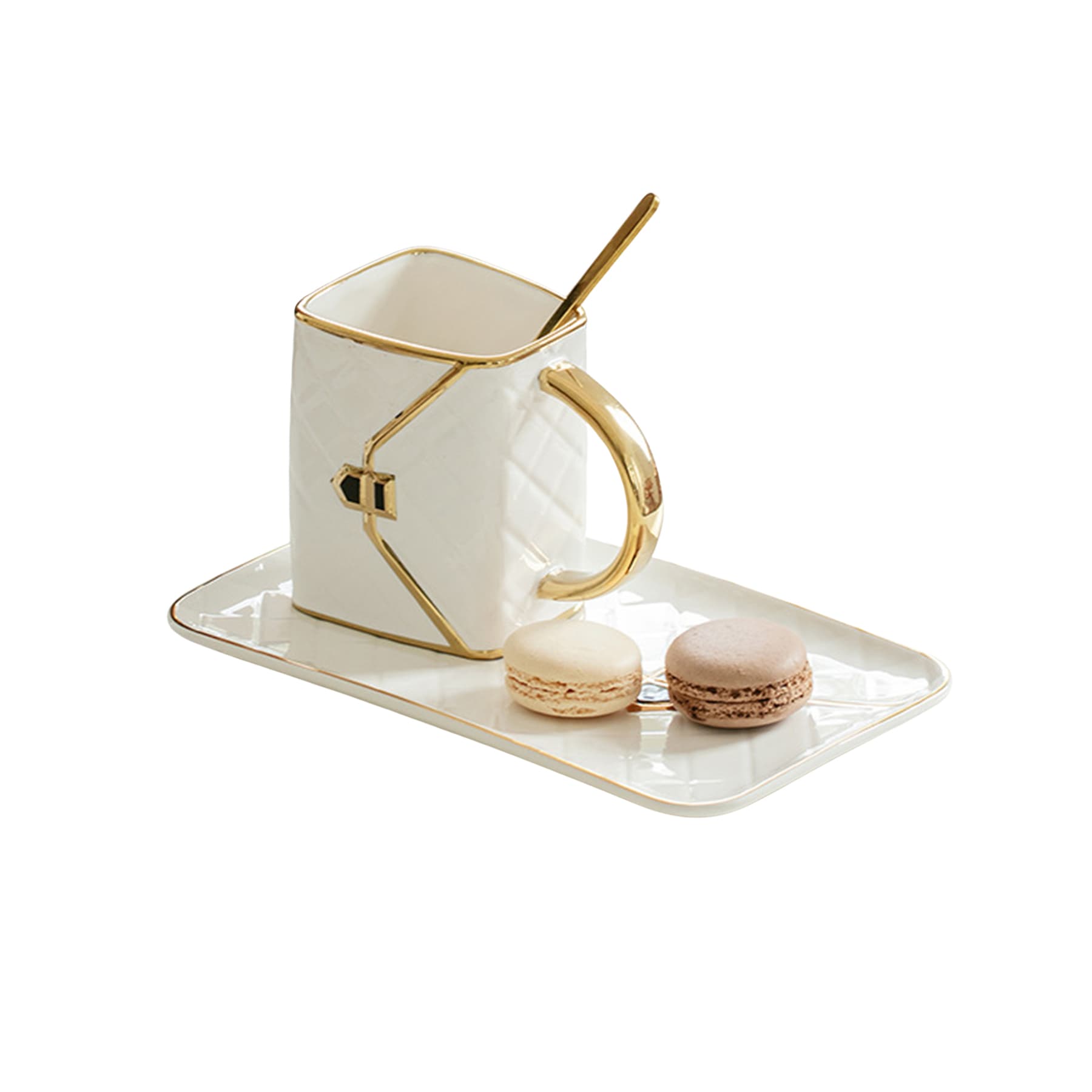 Custom Handbag Shaped Ceramic Mug With Saucer