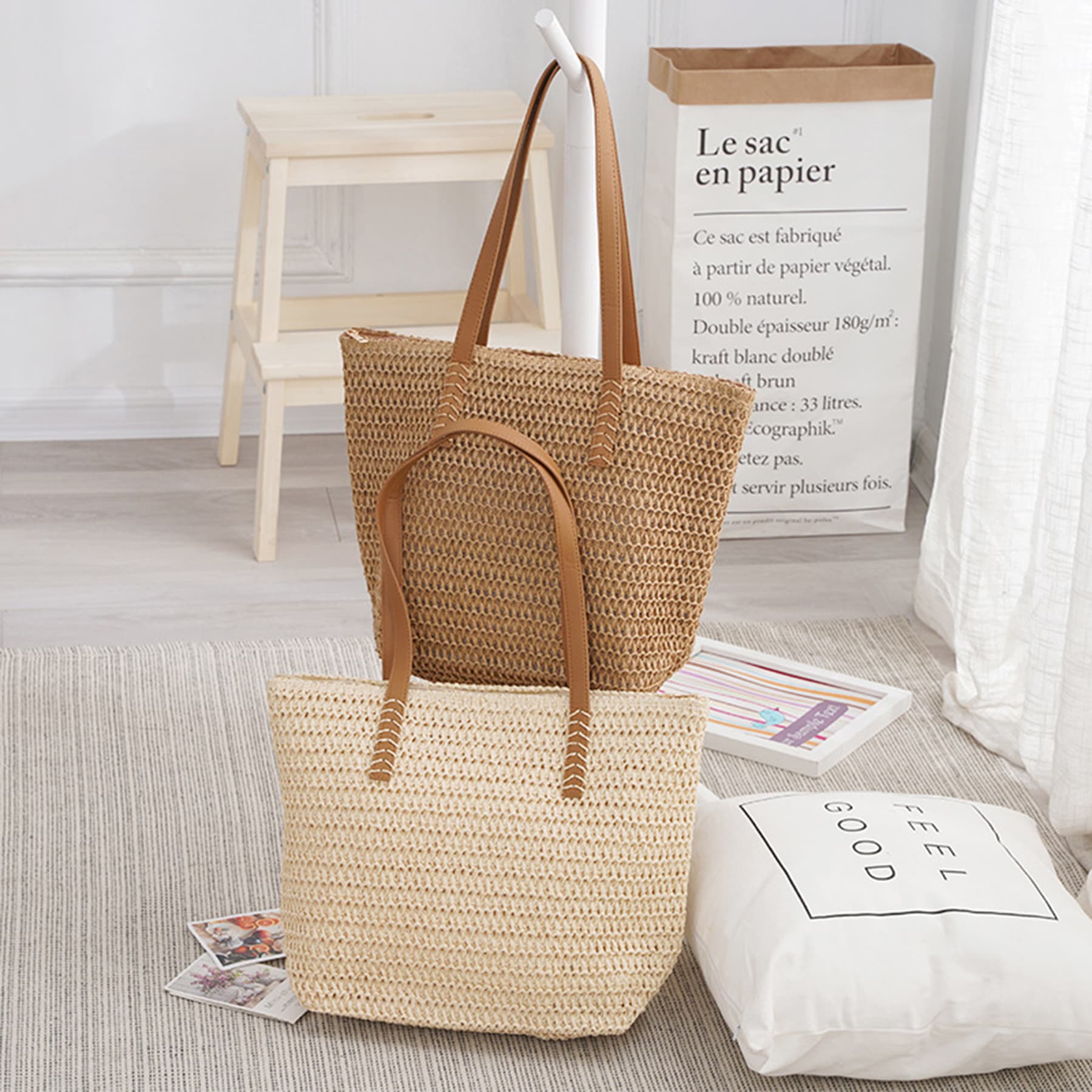 Straw Woven Tote Shoulder Bag