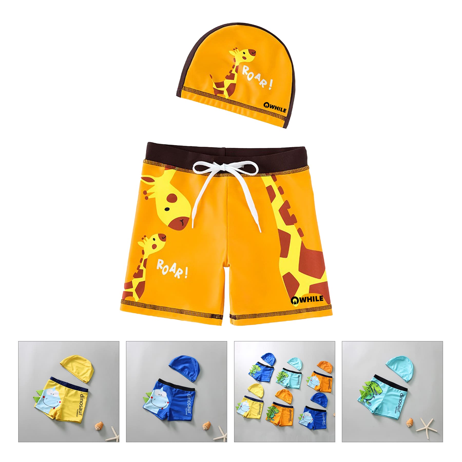 Children'S Cartoon Boxer Swimming Trunks Set