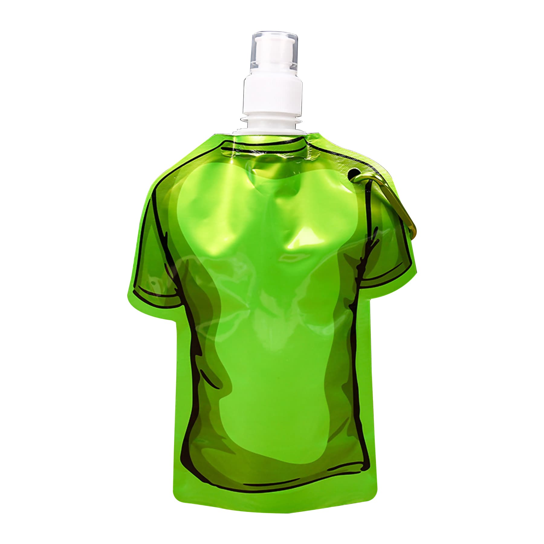 T-Shirt Shaped Flip Top Foldable Water Bottle W/Carabiner