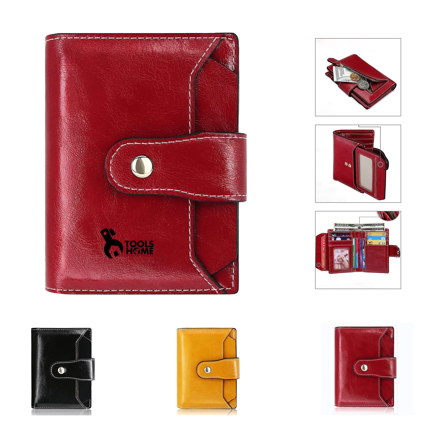 Small Bifold Zipper Pocket Wallet Card Case Purse