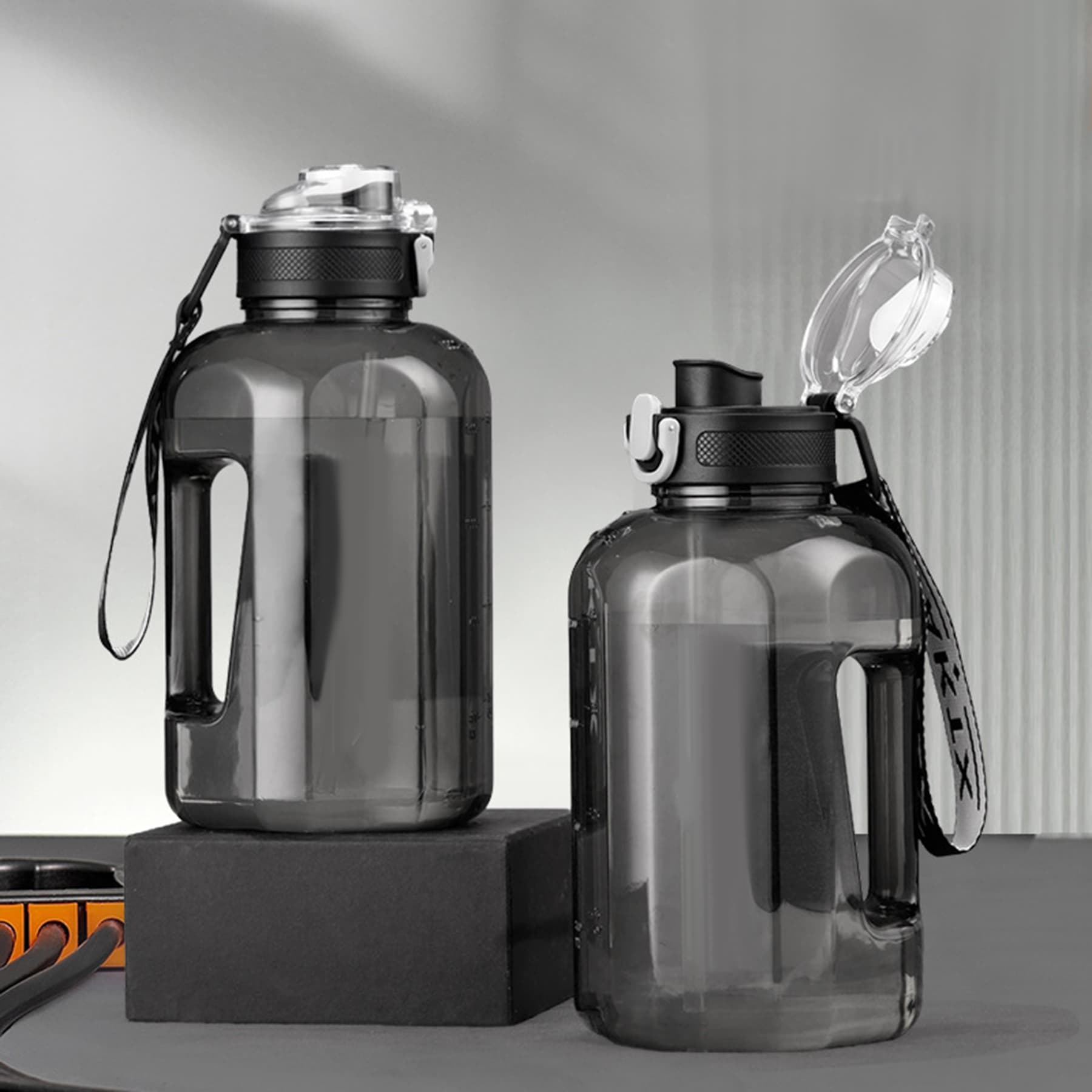 Water Bottle With Times To Drink and Straw