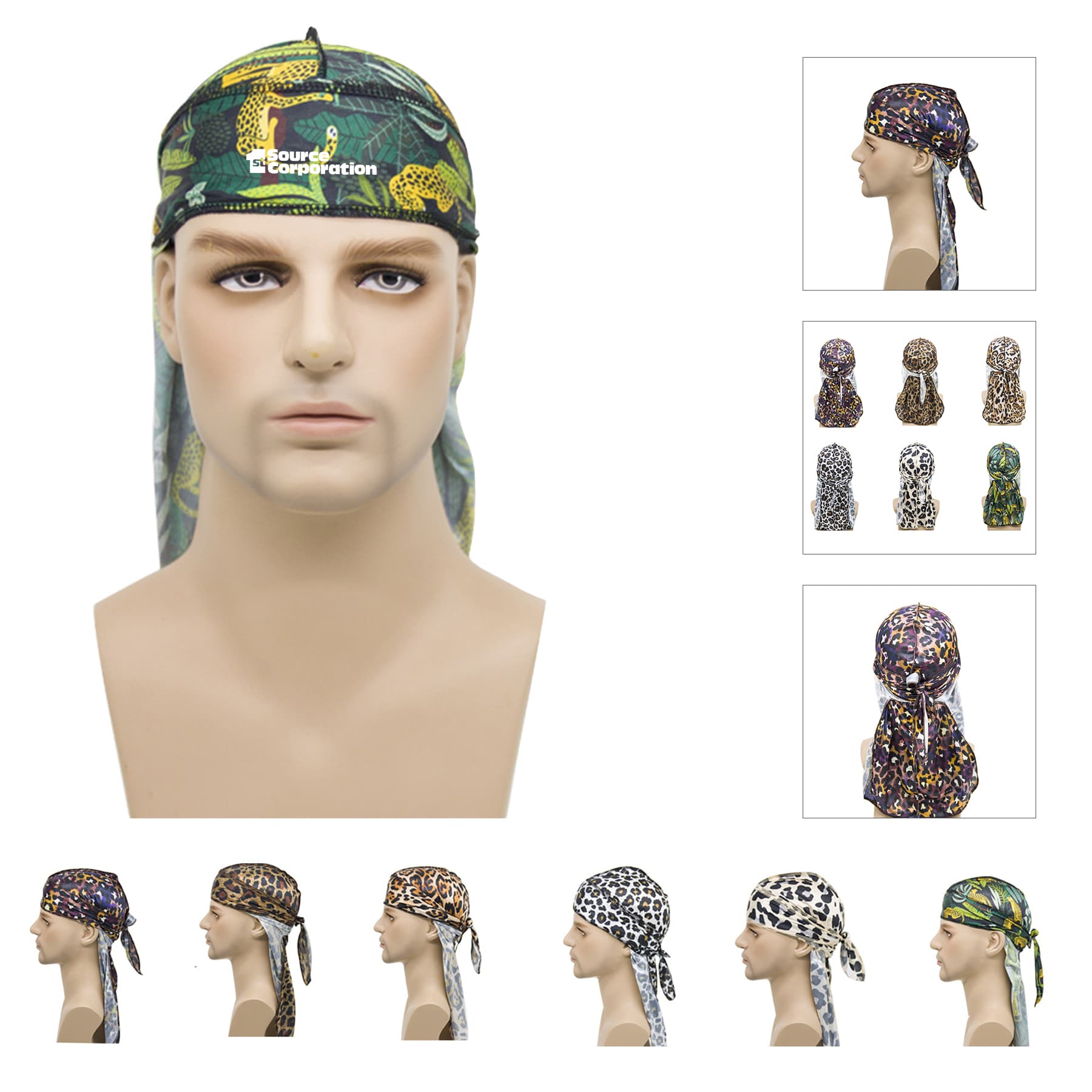 Silky Leopard-print Headwrap Cap