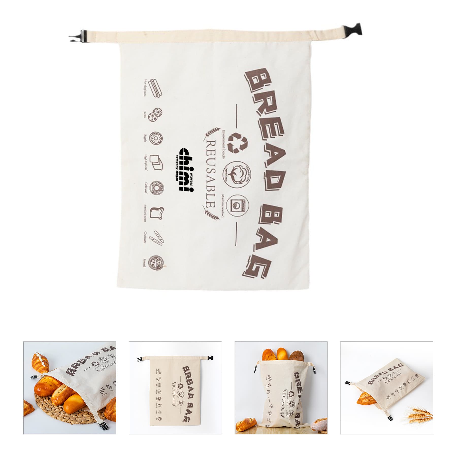 Organic Cotton Linen Bread Bag