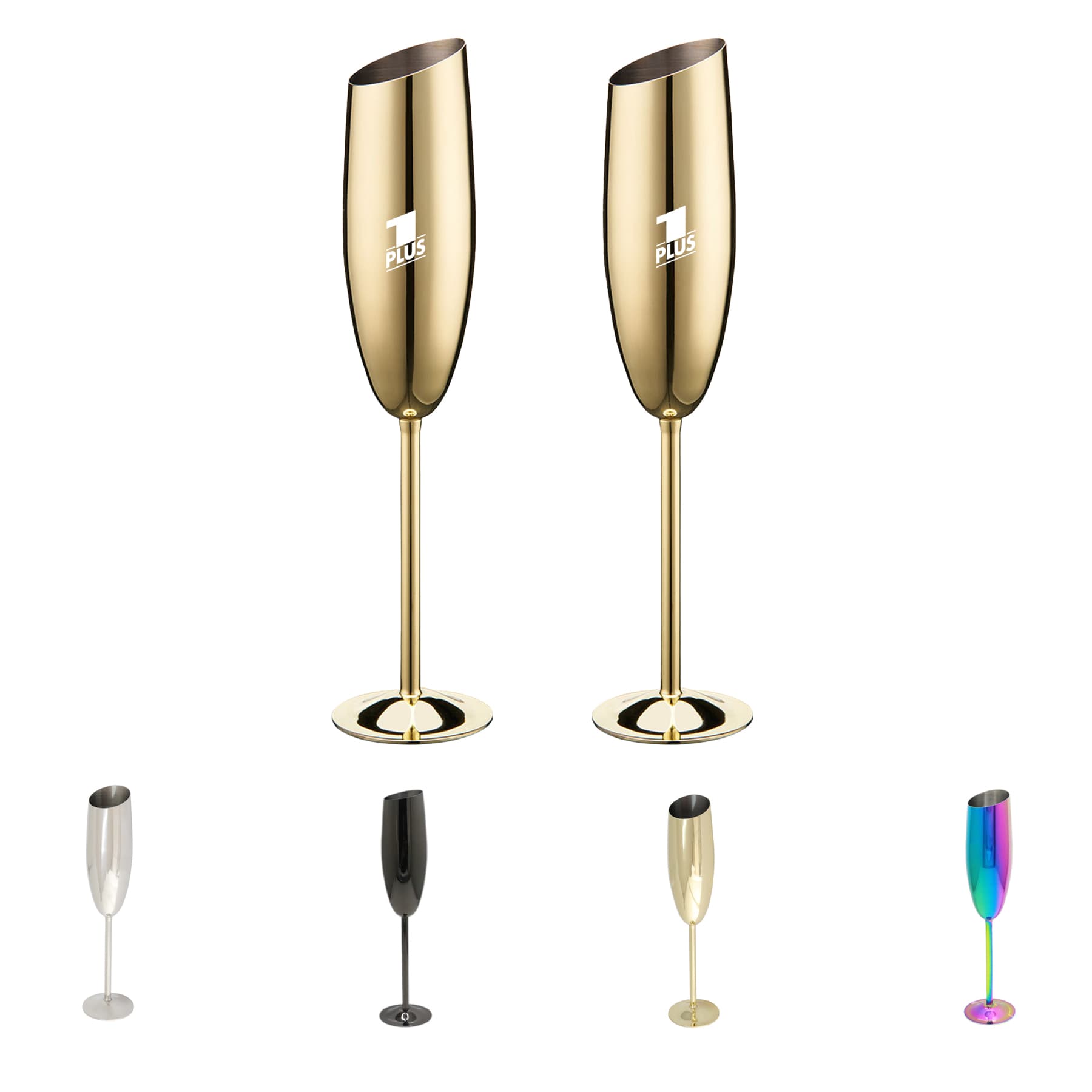 Custom 7 oz Stainless Steel Champagne Flute Glasses