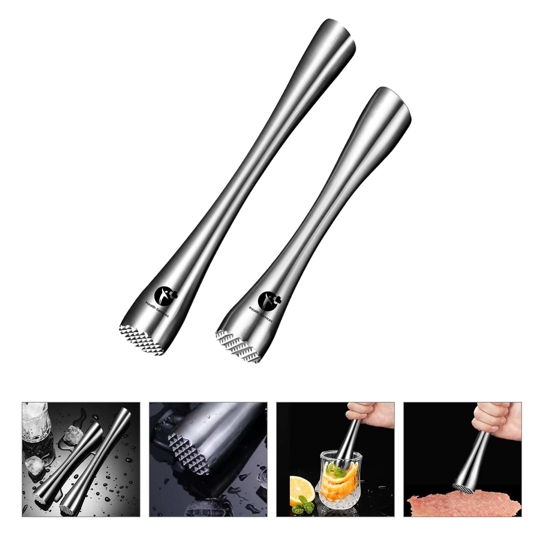 10" Stainless Steel Bartending Stick Cocktail Crush Ice Tool