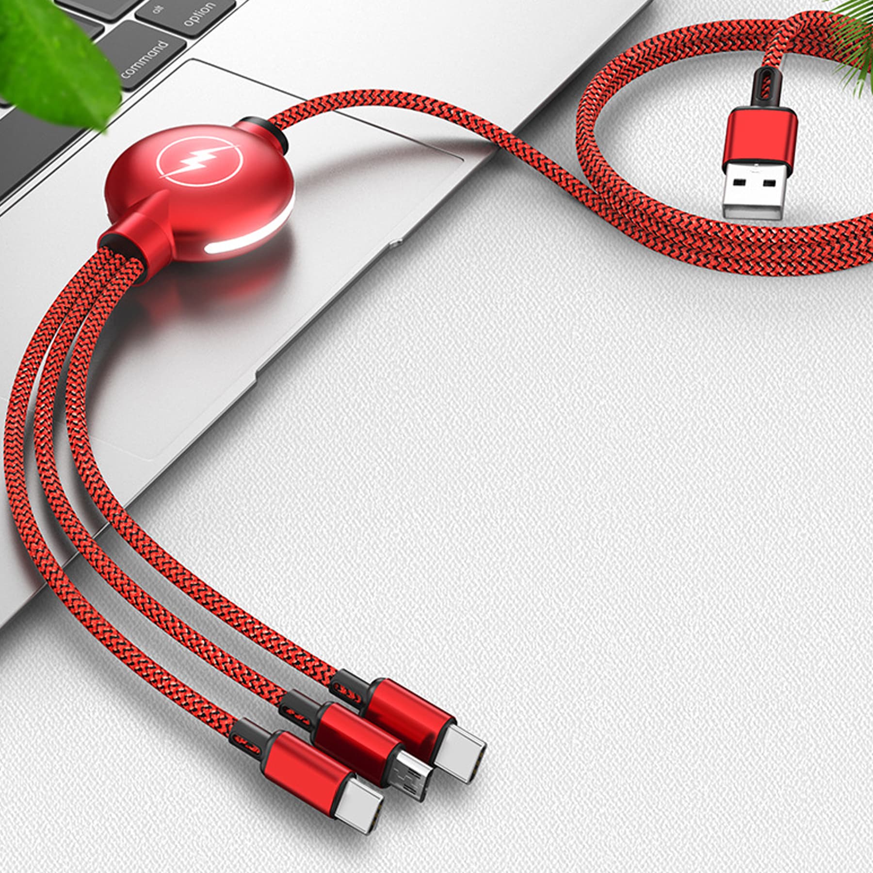 3-In-1 Retractable Usb Charging Data Cable Set