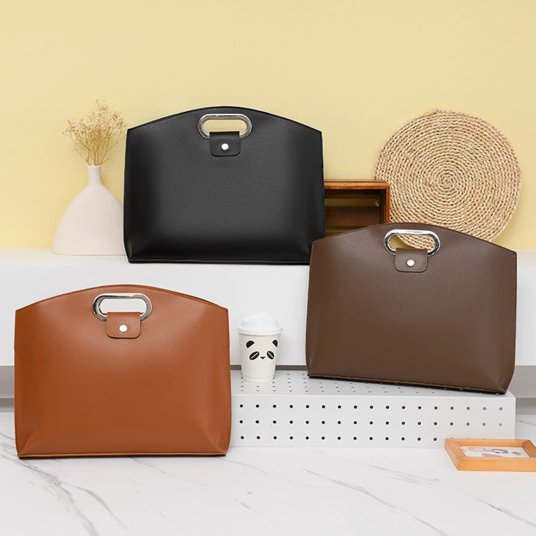Portable Soft Leather Laptop Tote