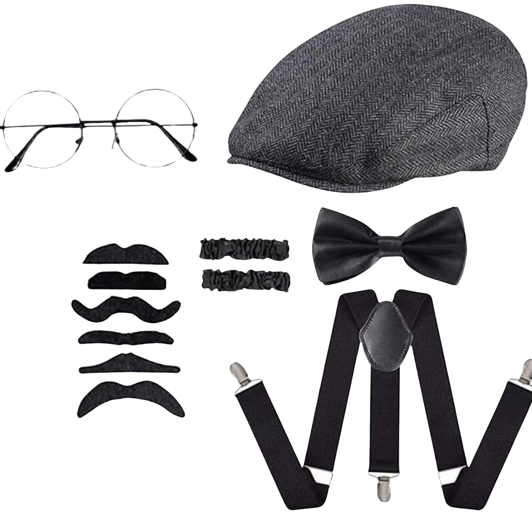 1920S Mens Cap Vintage Pocket Watch Pre Tied Bow Tie