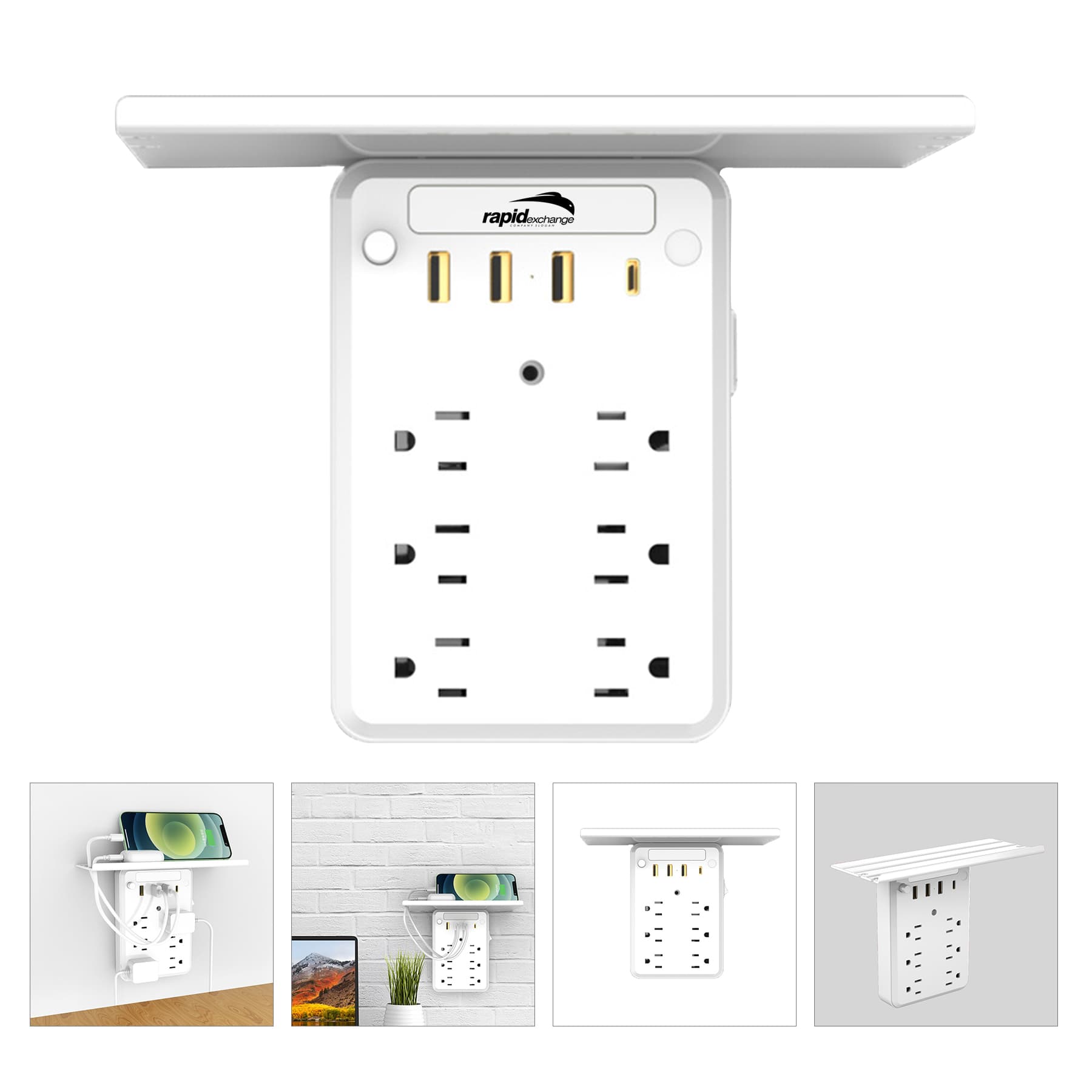 6-Outlet Extender With 3 Usb Power Strip