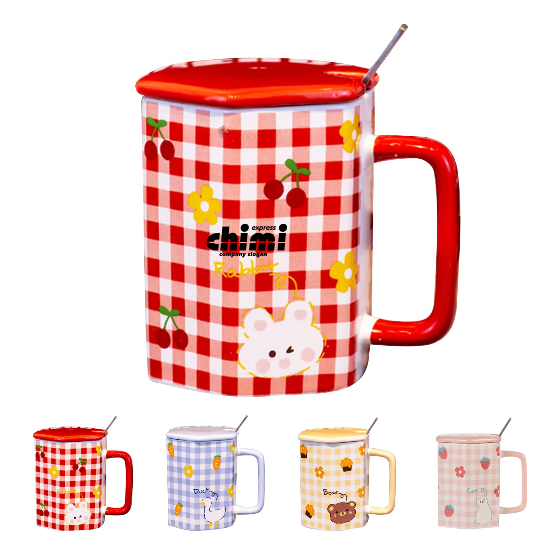 400ml Cute Cartoon Mug with Lid Spoon