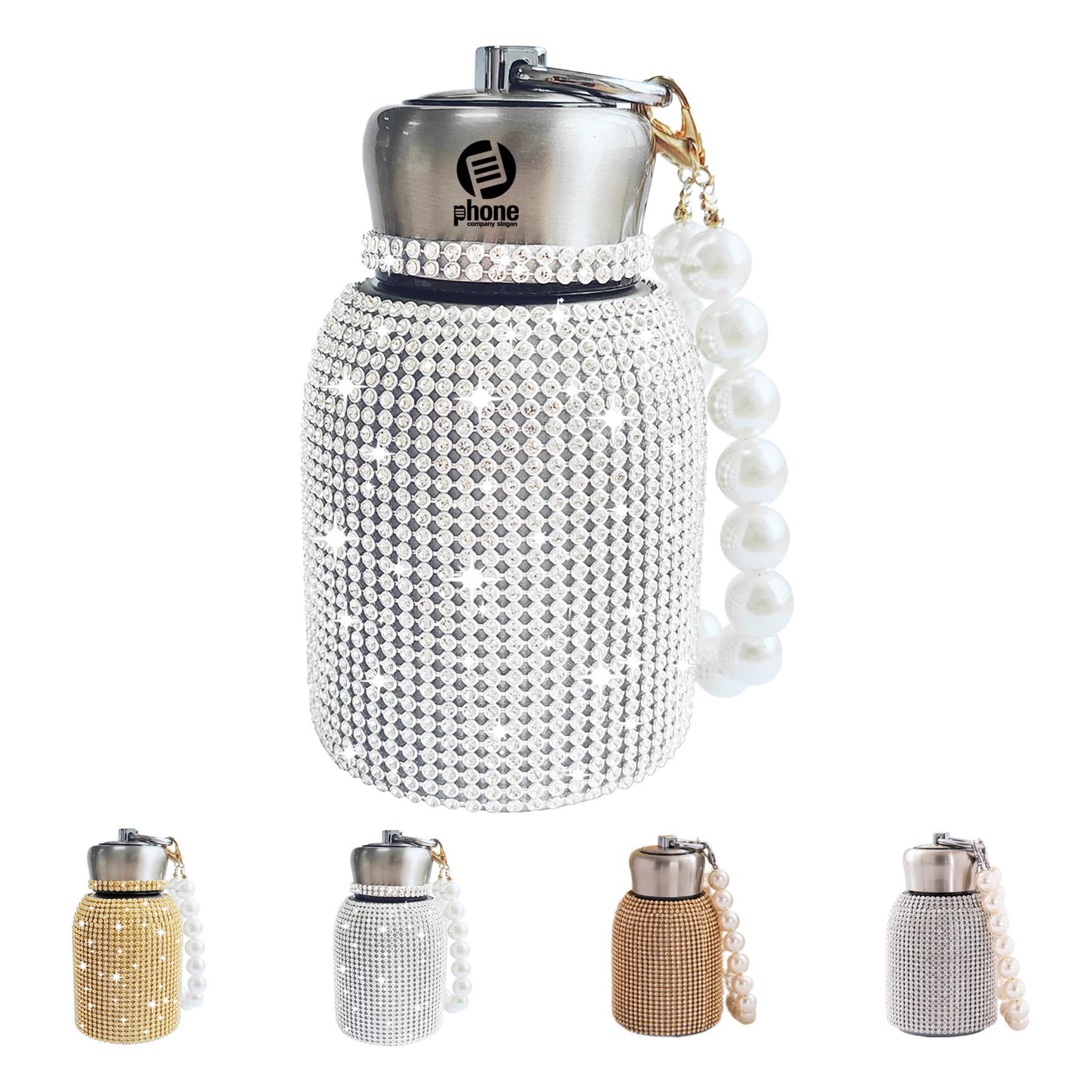 Sparkling Refillable Insulated Thermal Bottle with Pearl
