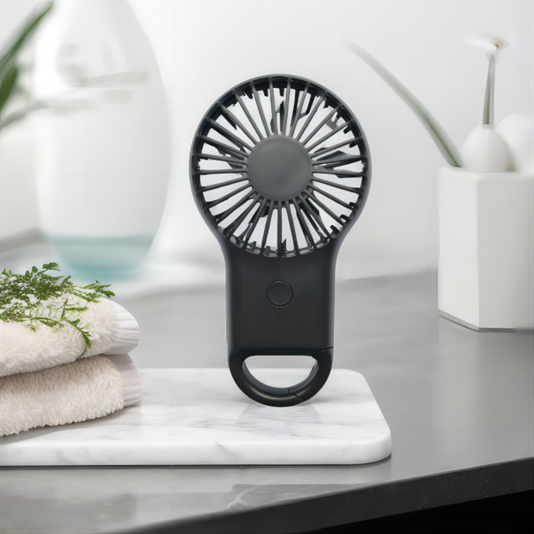 Rechargeable Handheld Fan with Carabiner