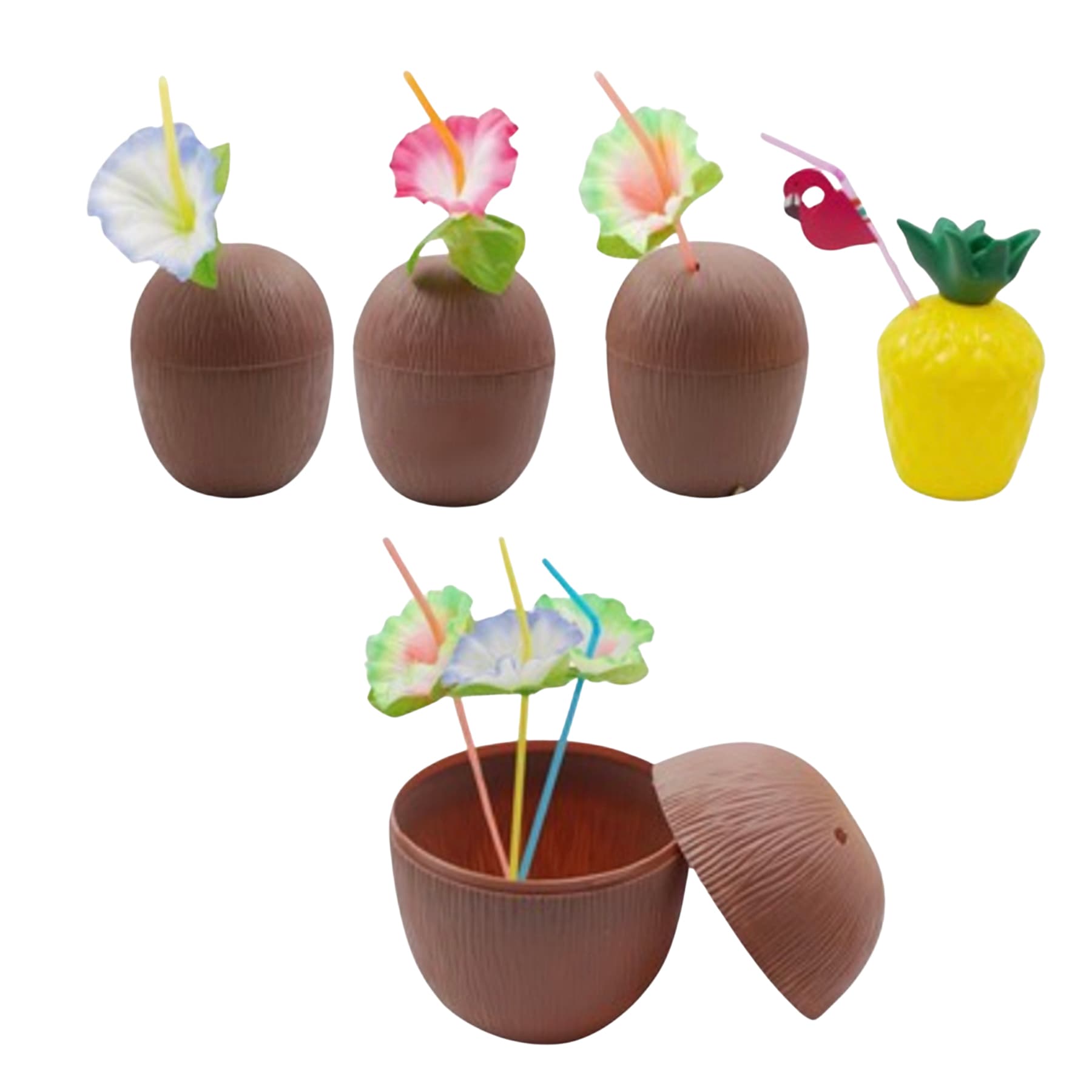 Coconut Cups with Flower Straws
