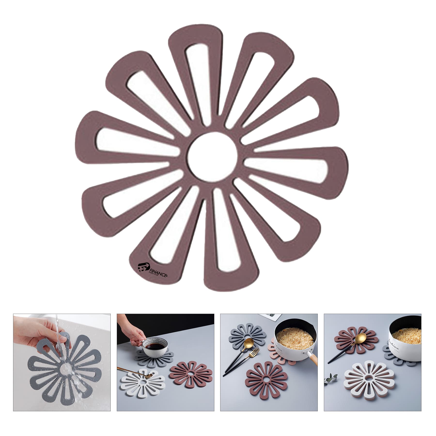 Flower Shape Silicone Trivet Mat for Hot Dishes