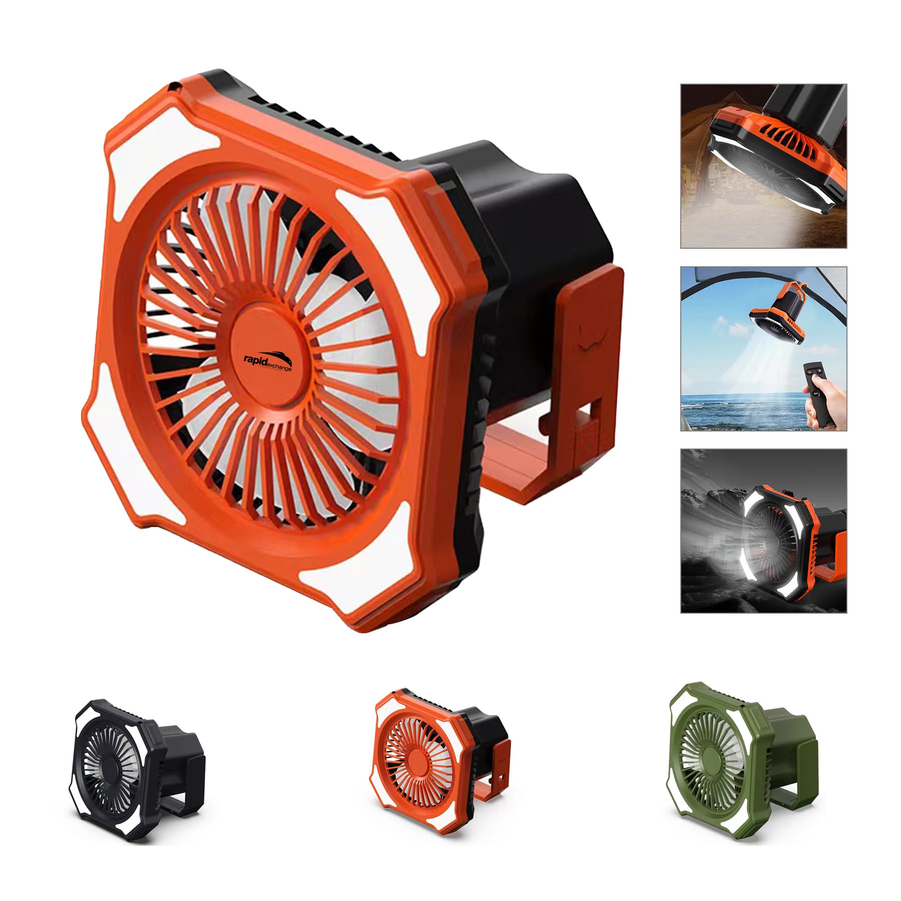 Remote LED Camping USB Desk Fan