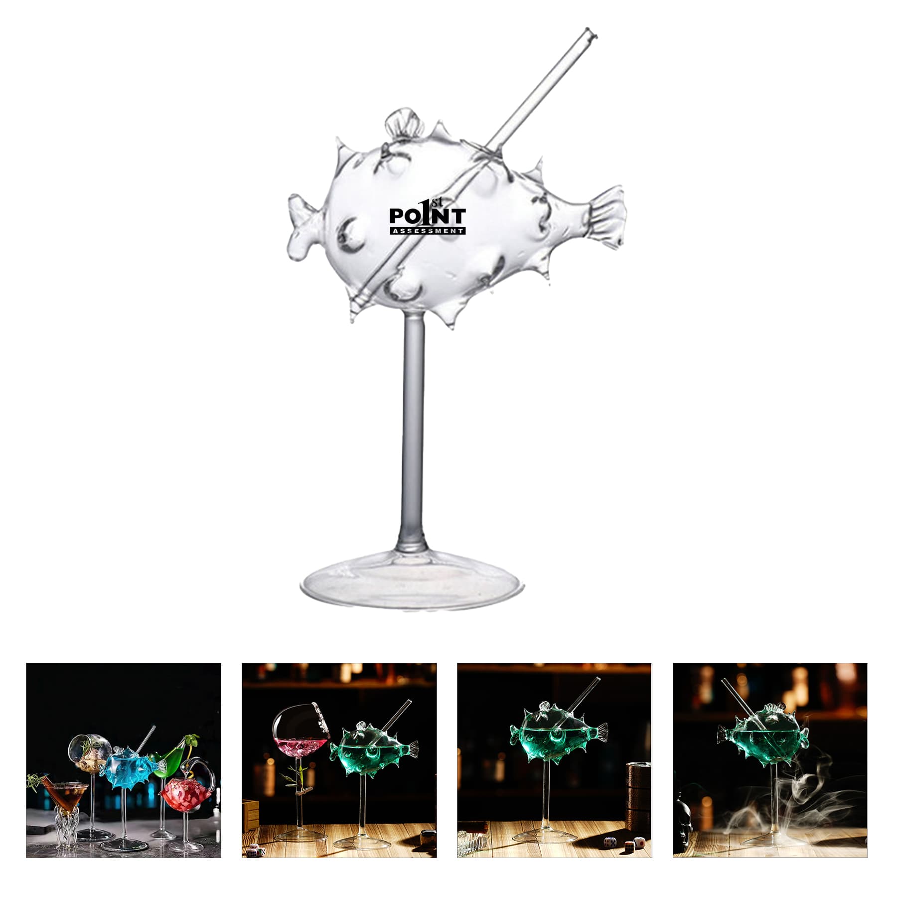 Pufferfish Cocktail Glass Transparent Puffer goblet