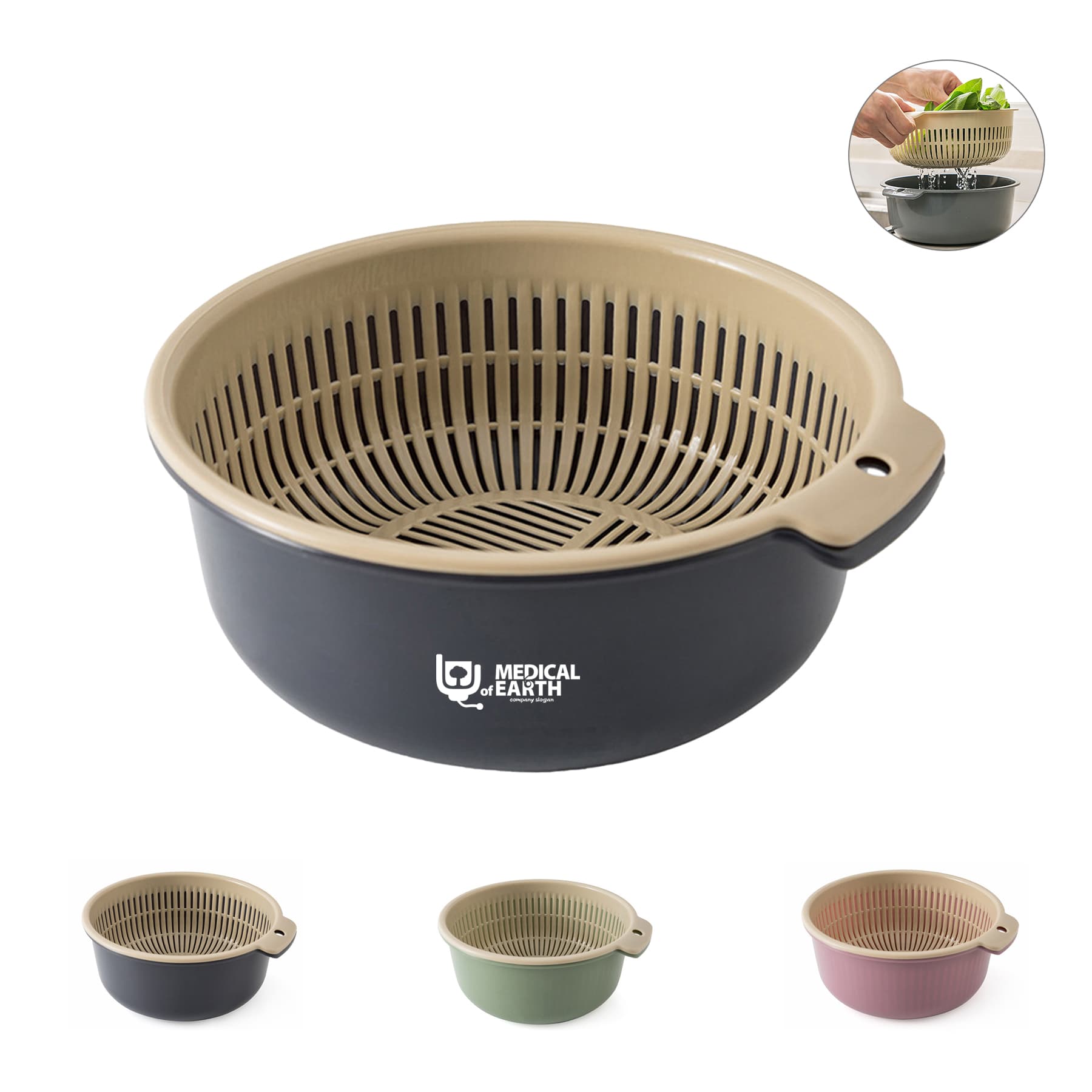 Kitchen fruit vegetable double basket with basin