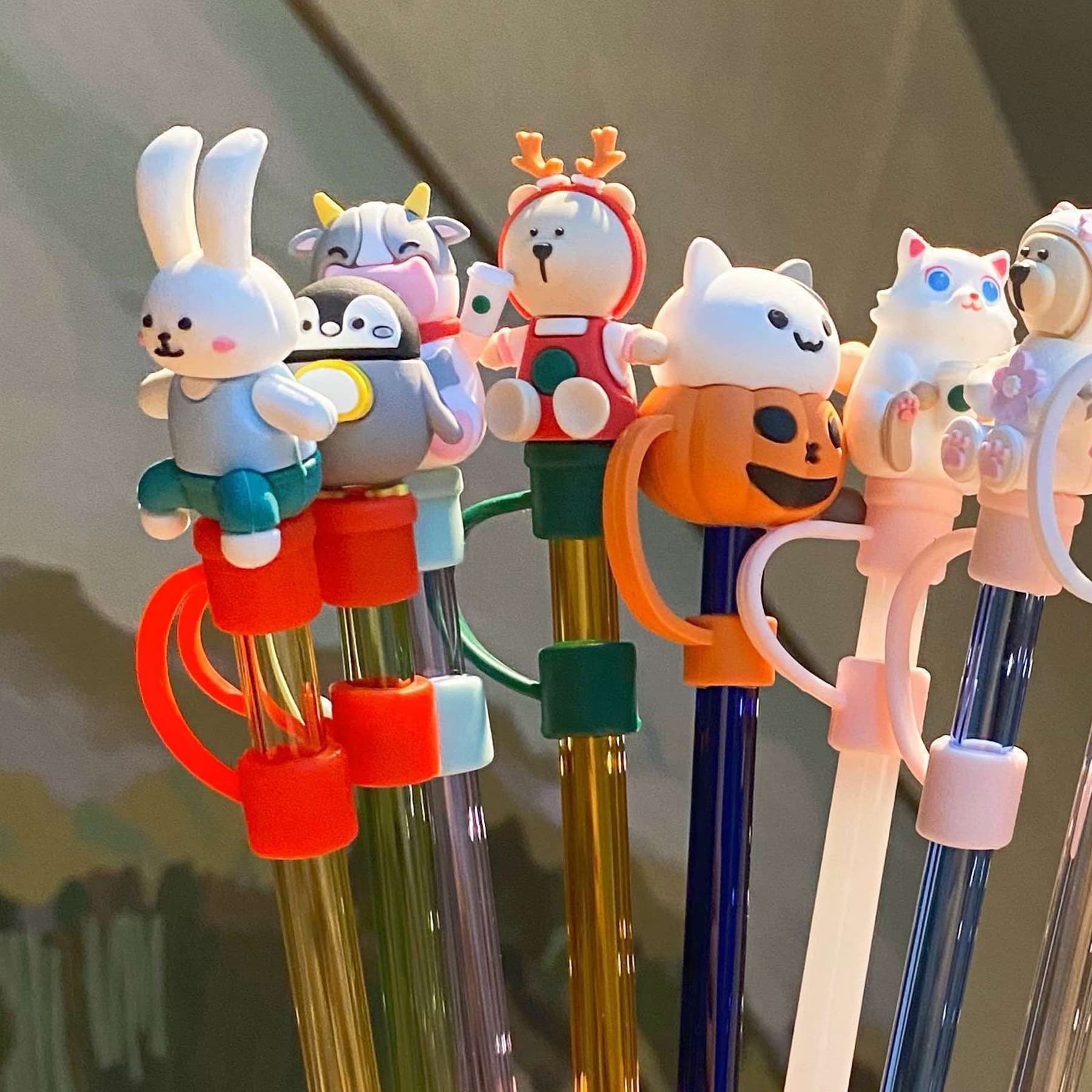 Silicone Straw Topper with 3D custom logo