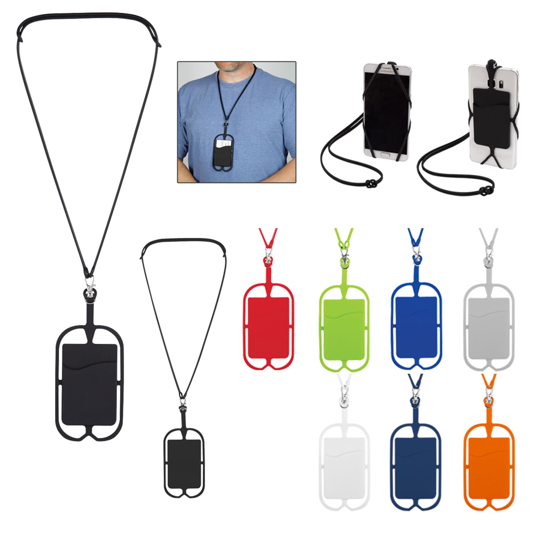 Silicone Lanyard with Phone Holder and Wallet