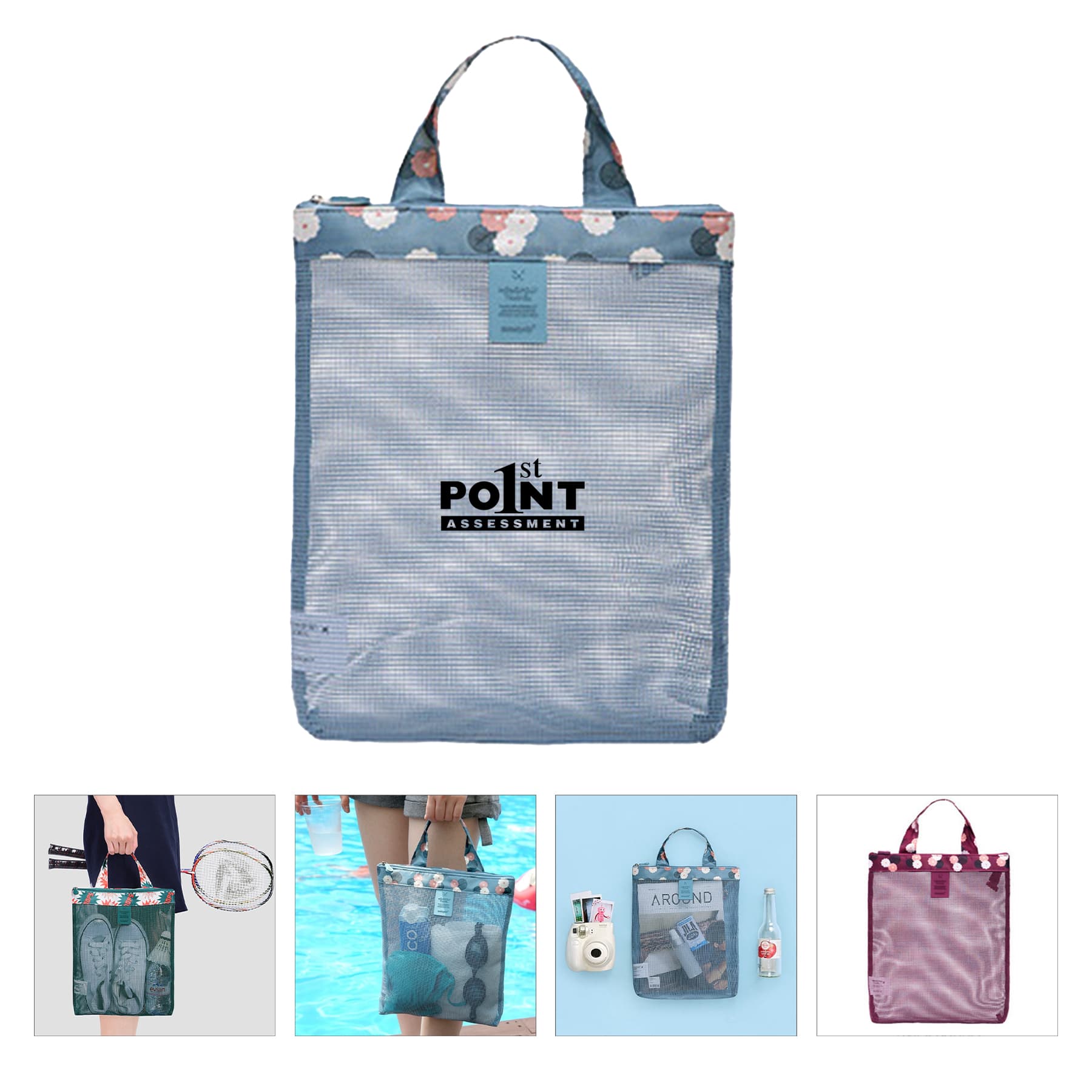 Family Beach Foldable Mesh Tote Bags with Handles