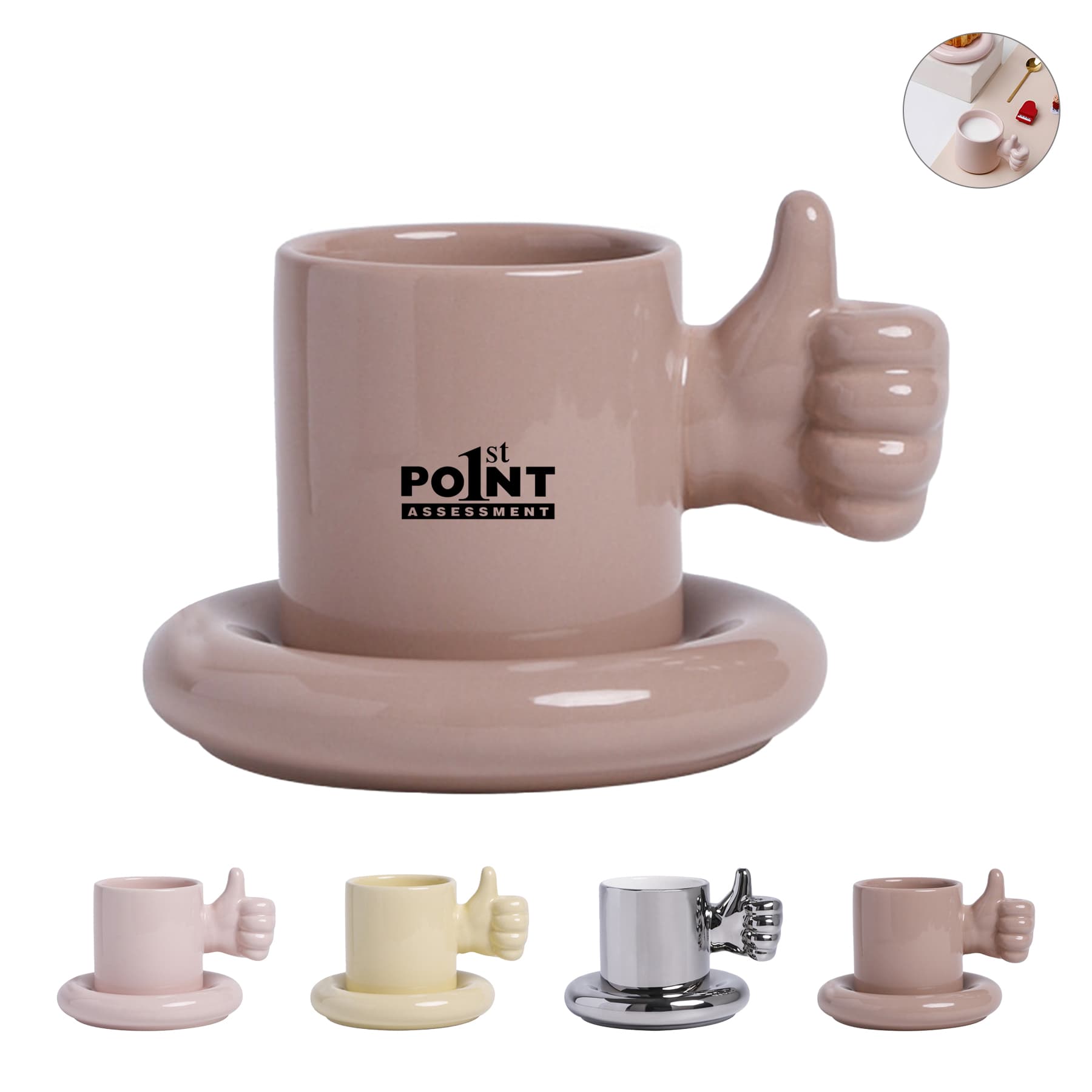 Custom 8.4 OZ. Ceramic Tea Cup Coffee Mug with Saucer Set