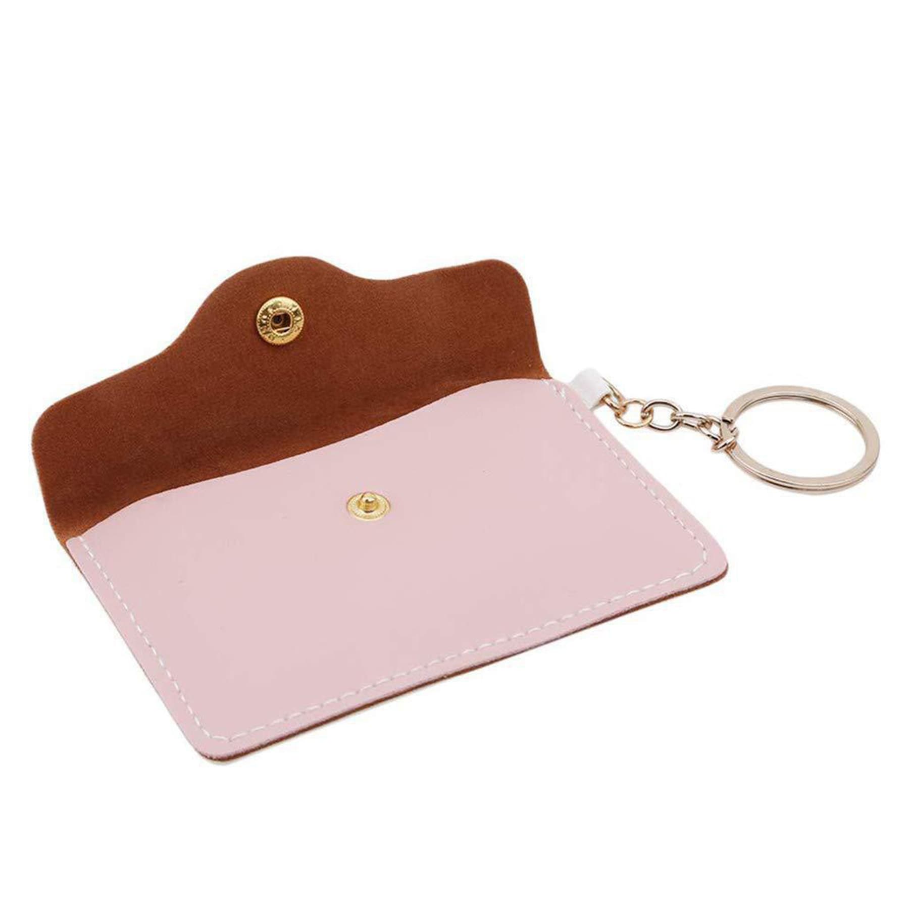Leather Mini Coin Purse W/Press Button And Key Ring