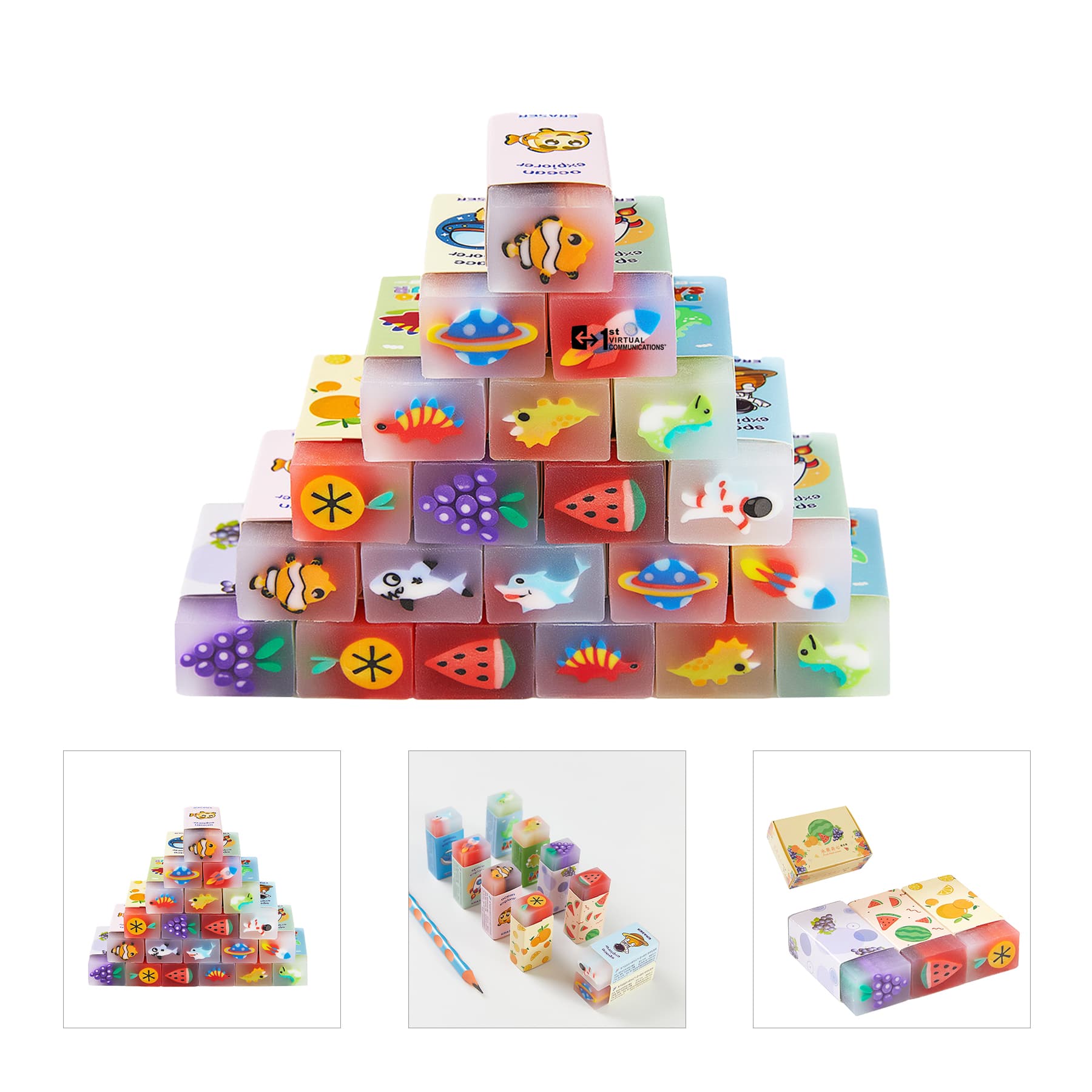 Cartoon Cute Fruit Pencil Eraser For Kids