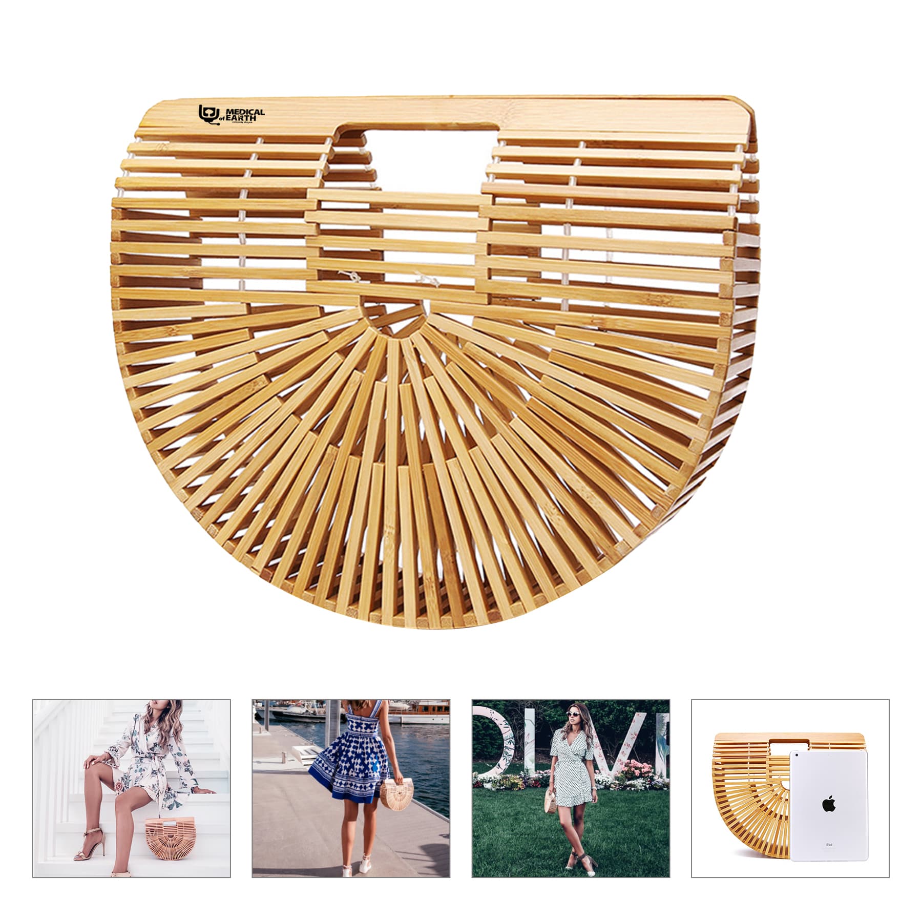 Semicircle Beach Handmade Bamboo Woven Bag