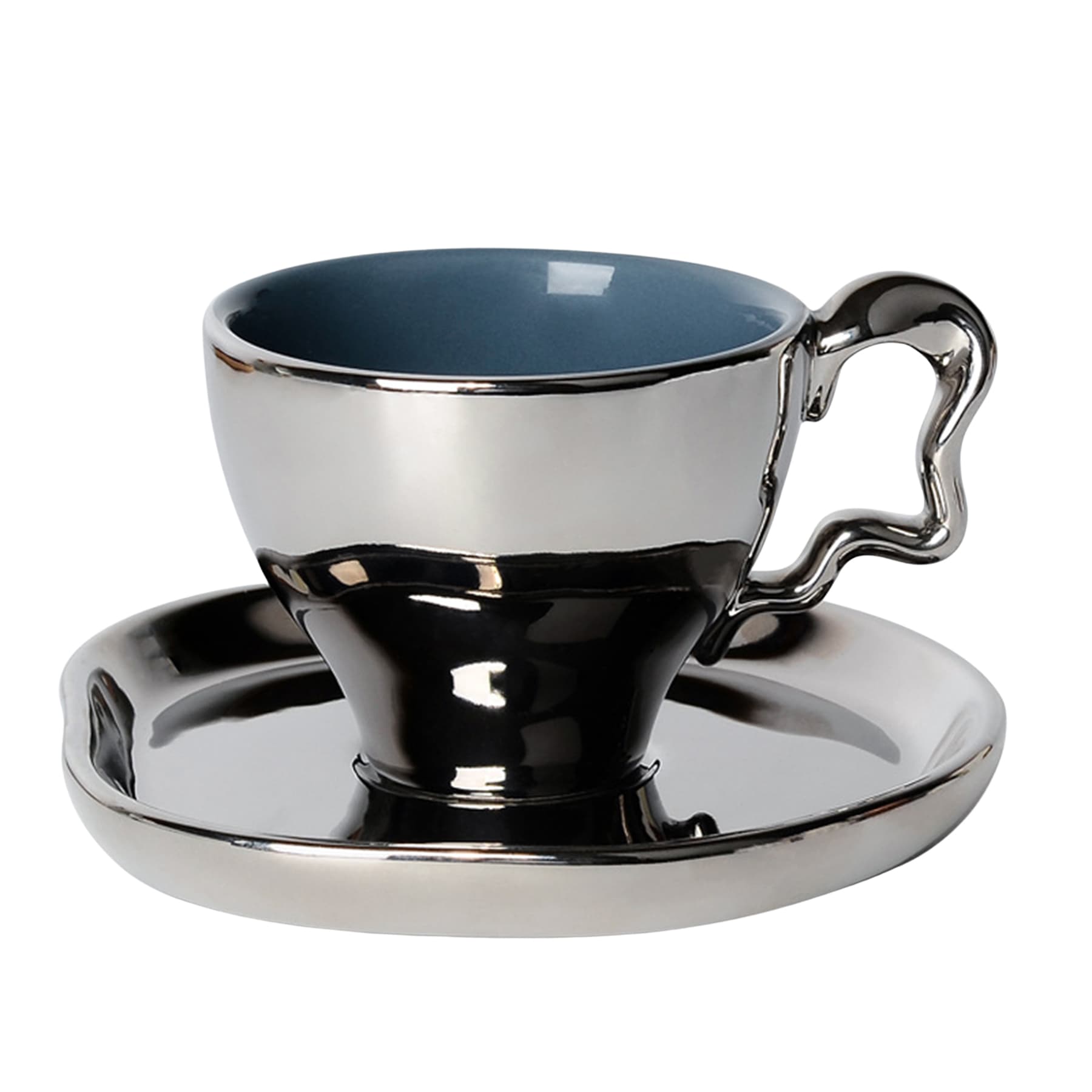 Electroplated ceramic coffee mug