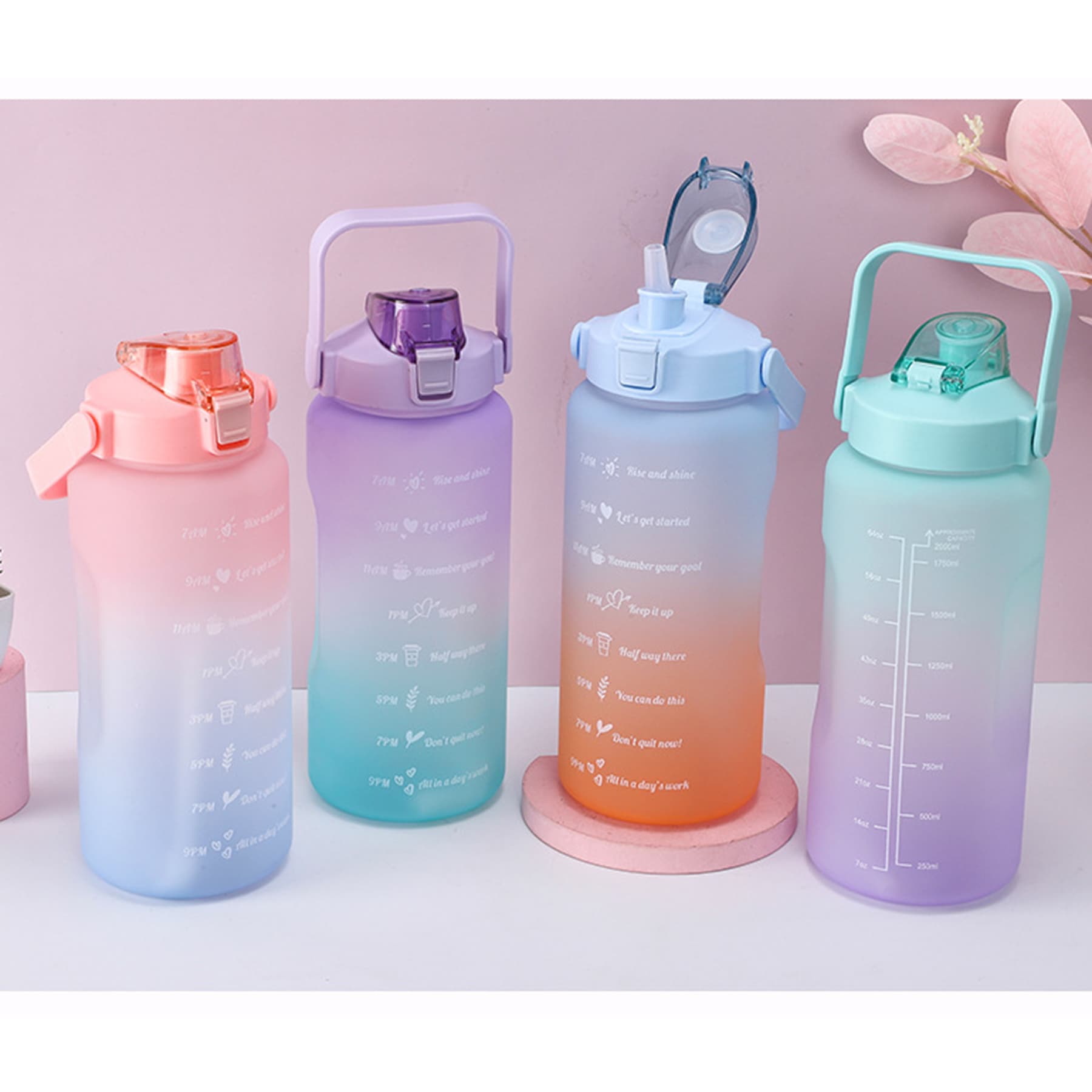 Water Bottles Time Marker Leakproof Tritan BPA Free