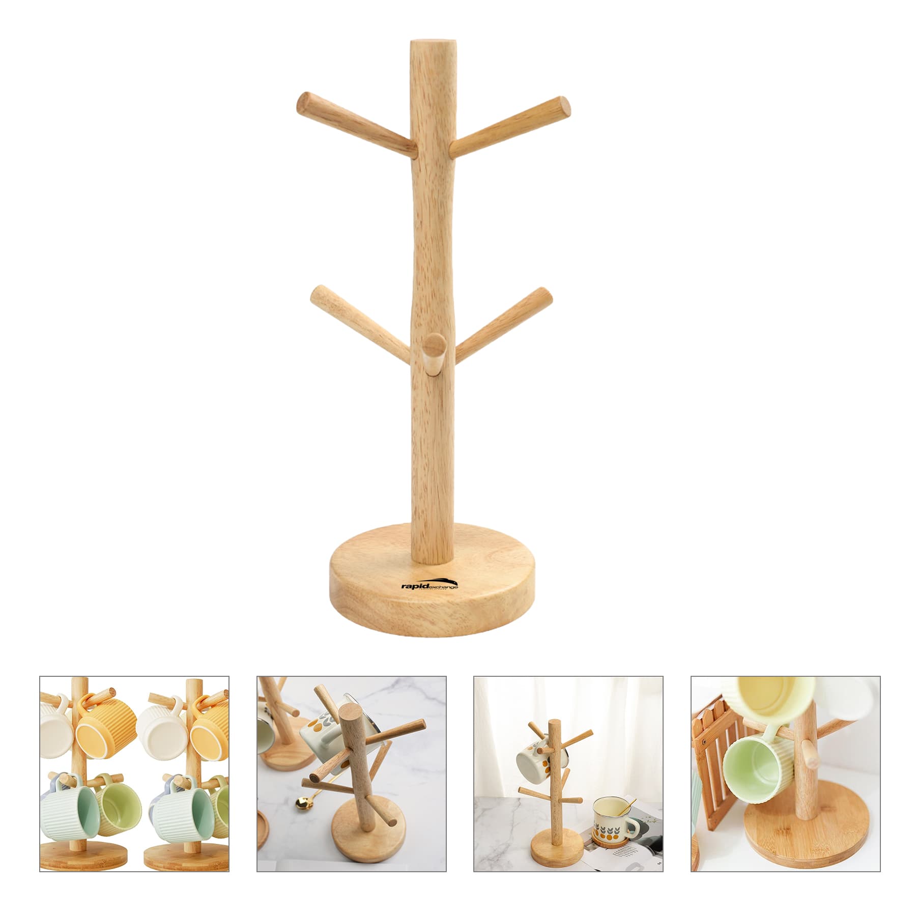Wooden Coffee Cup Holder Tree