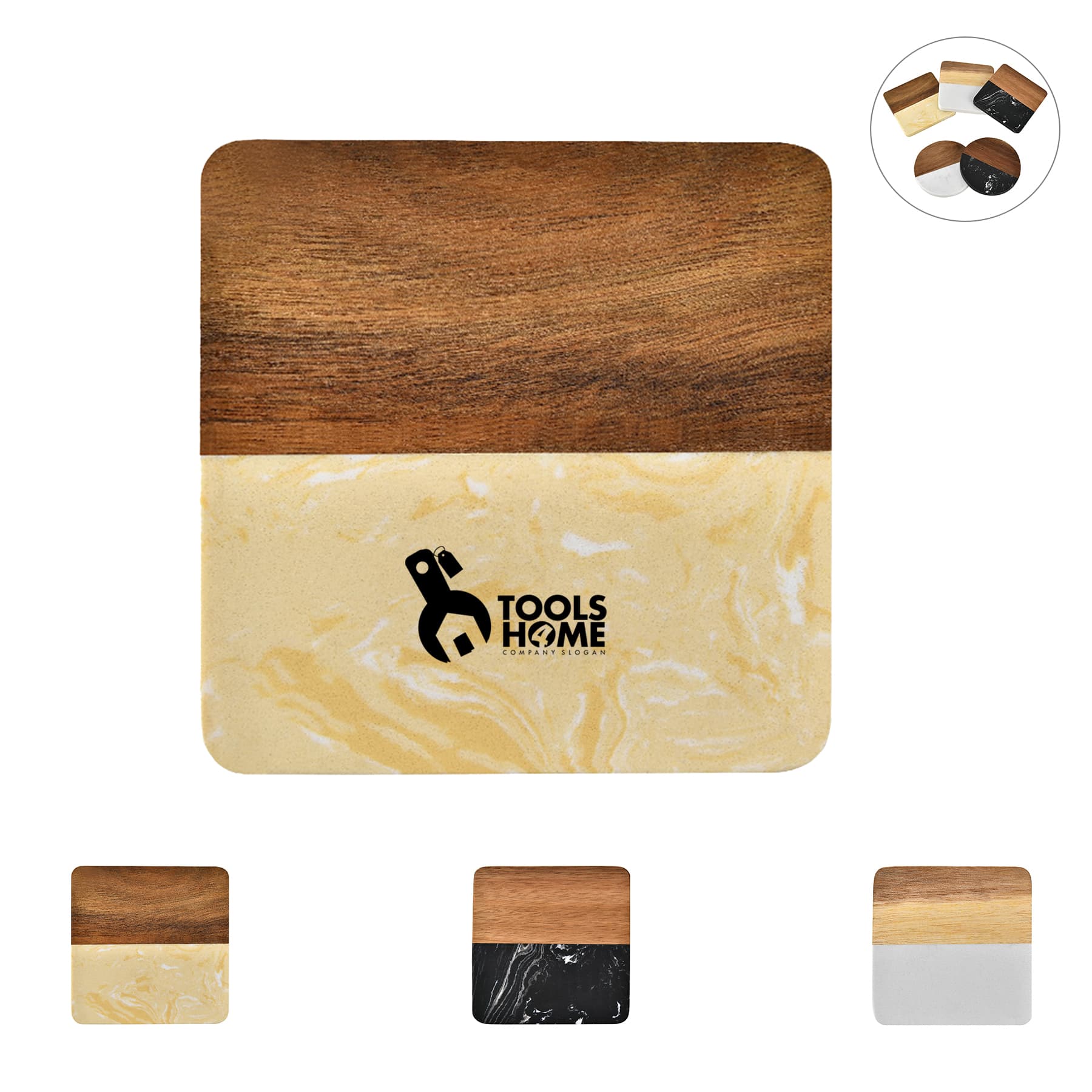 Marble Wood Patchwork Coaster