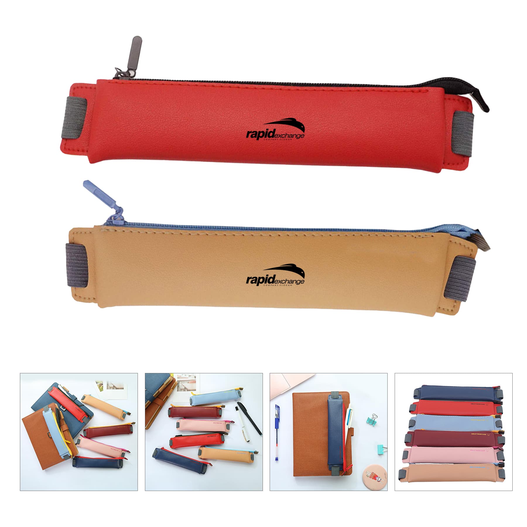 Pu Leather Elastic Buckle Pencil Case