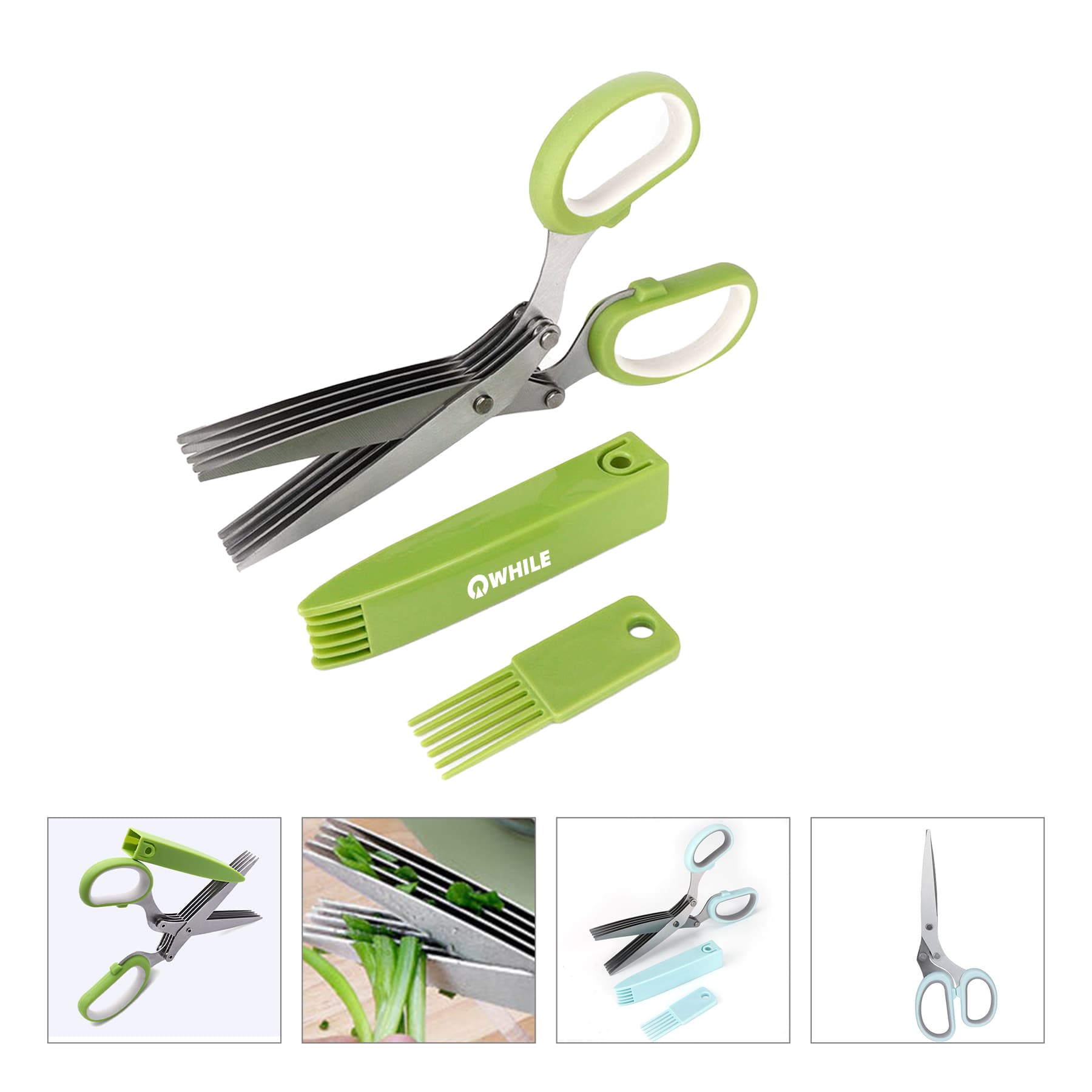 Herb Scissors Set with 5 Blades And Cover