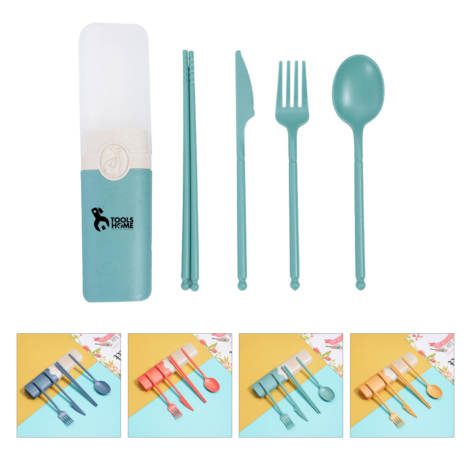 Wheat Straw Utensils Set With Case