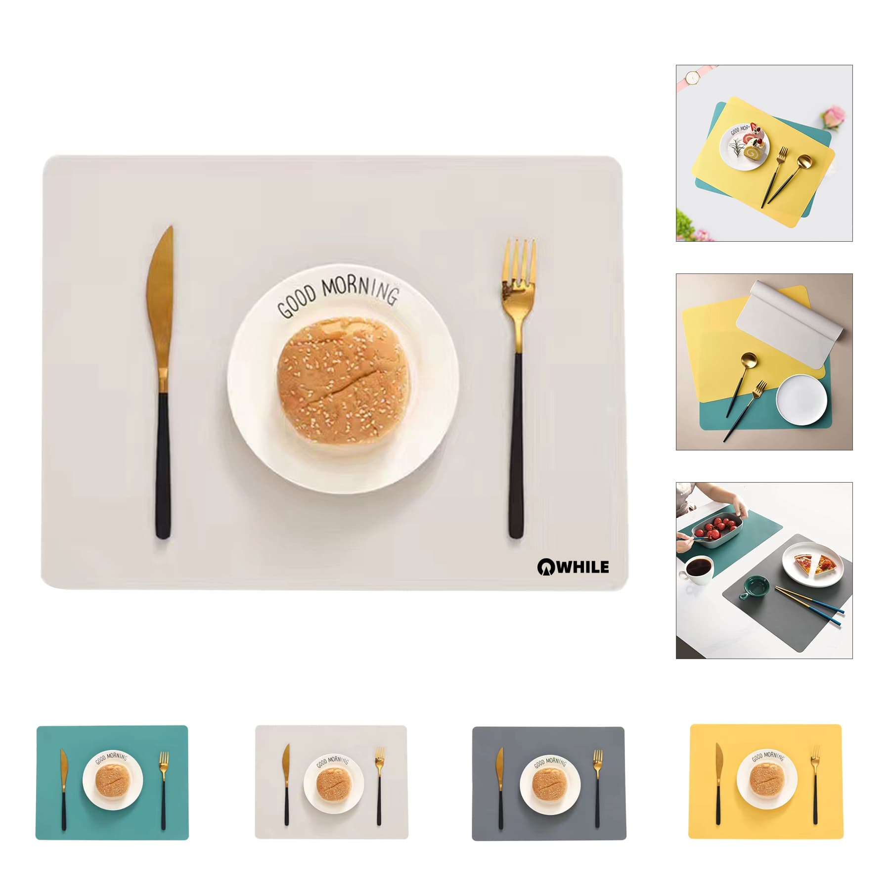 Rectangular Silicone Waterproof Insulated Kids Placemat